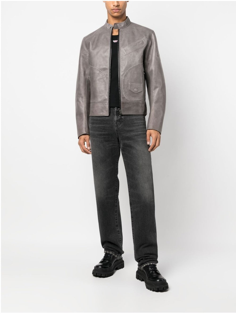 Diesel CANOTTA CON LOGO RICAMATO Nero