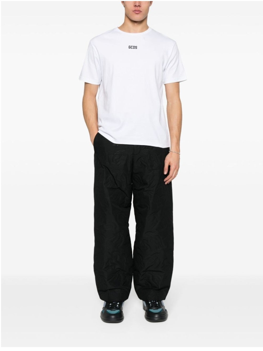 Gcds T-SHIRT CON MINI LOGO TONO SU TONO Bianco