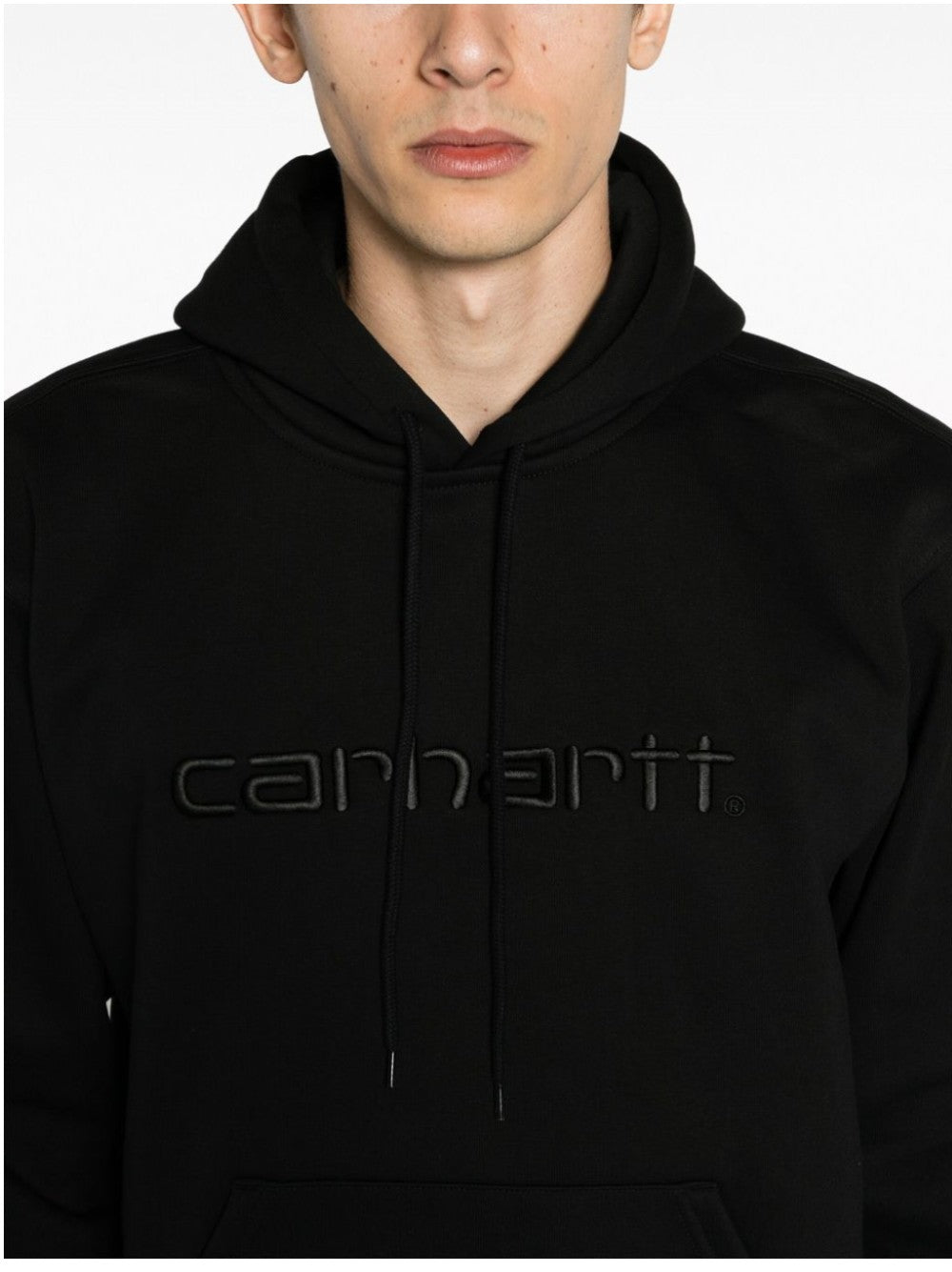 Carhartt Wip HOODIE CON LOGO TONO SU TONO Nero