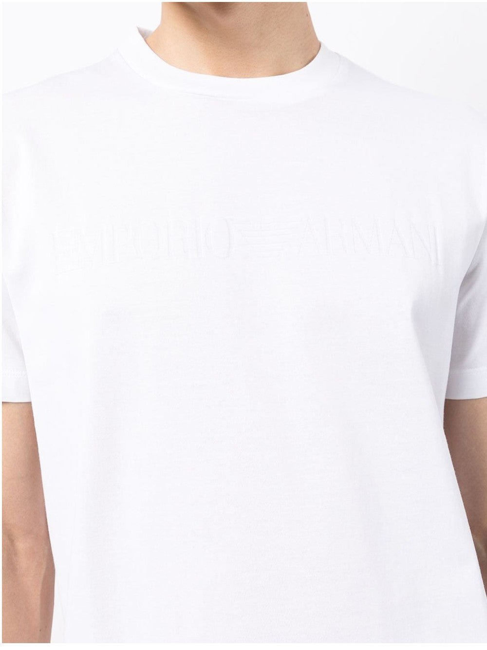 Emporio Armani T-SHIRT CON LOGO FRONTALE IN JACQUARD Bianco