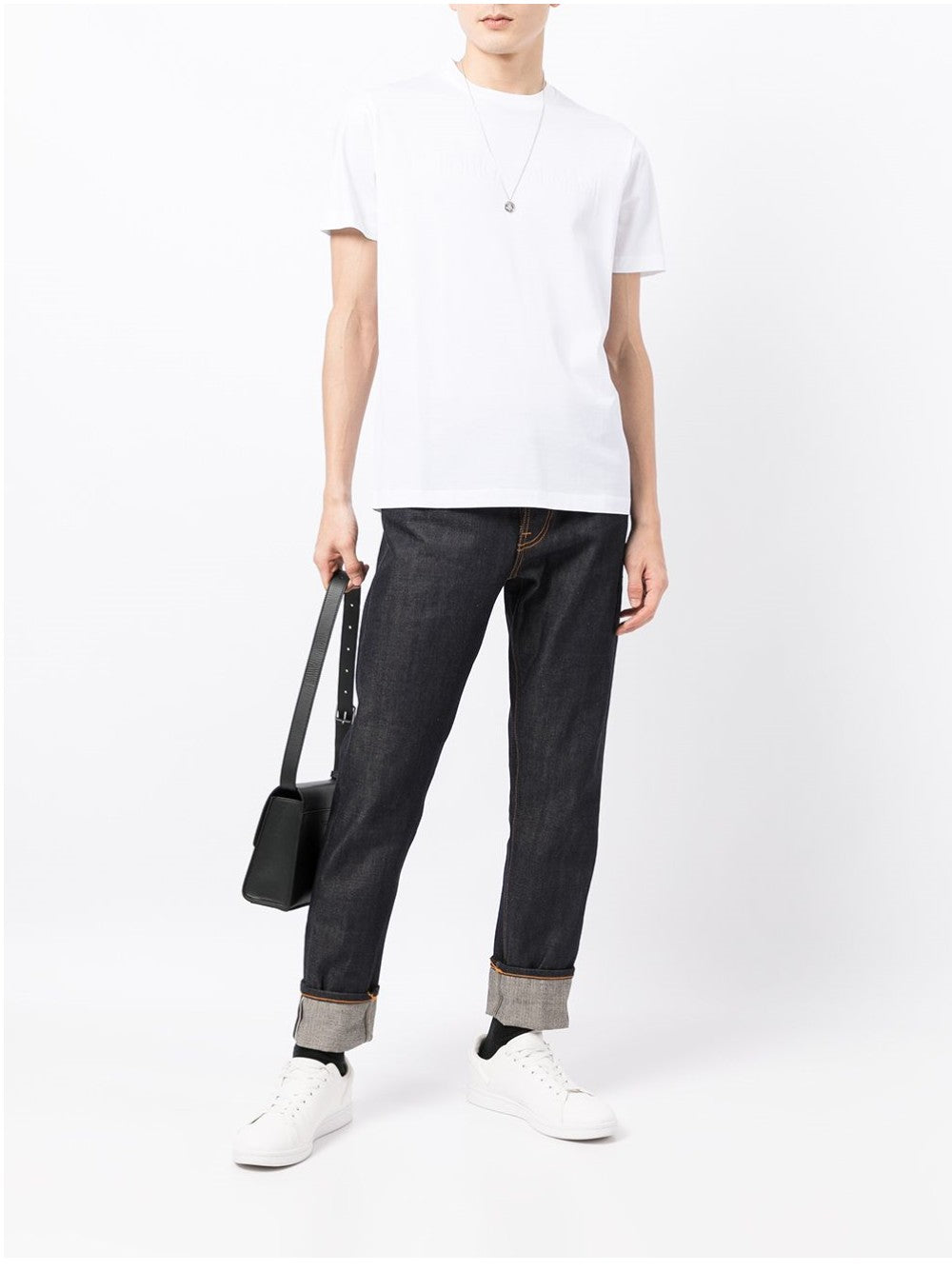 Emporio Armani T-SHIRT CON LOGO FRONTALE IN JACQUARD Bianco
