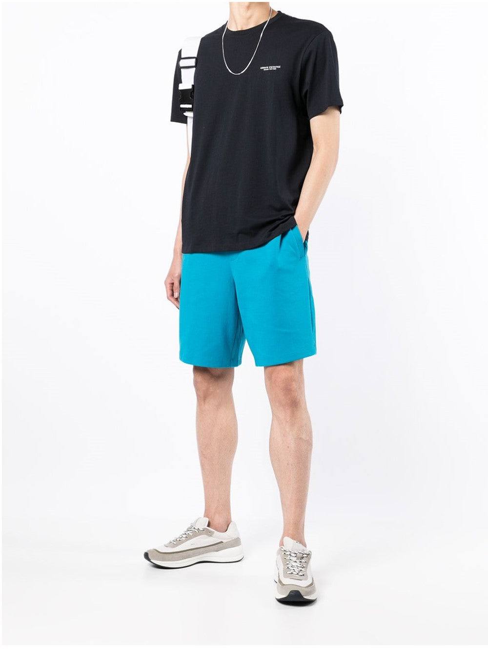 Armani Exchange T-SHIRT CON MINI LOGO A CONTRASTO Blu