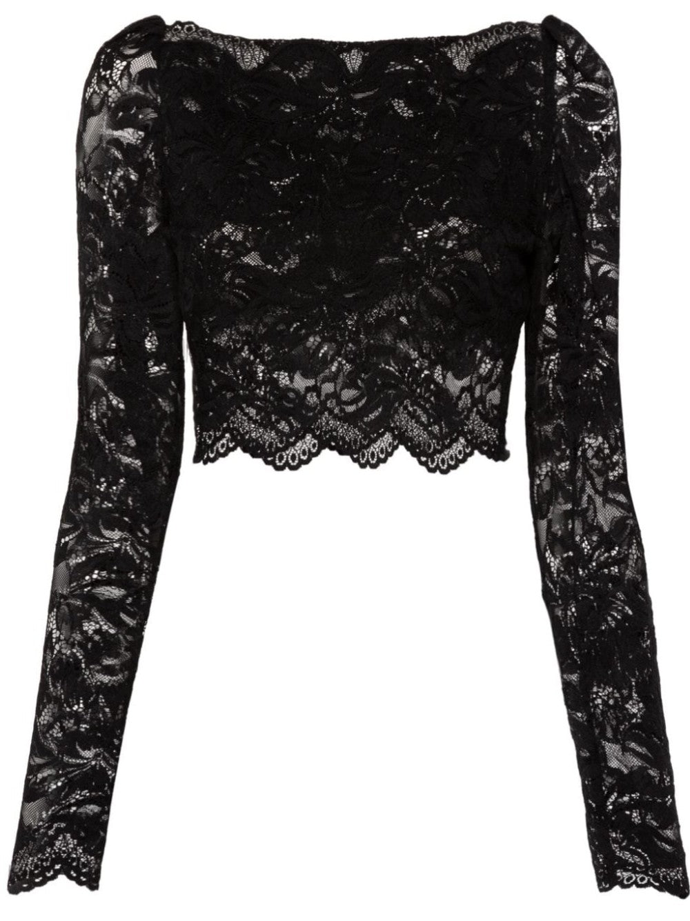 Rabanne TOP IN PIZZO SMERLATO Nero