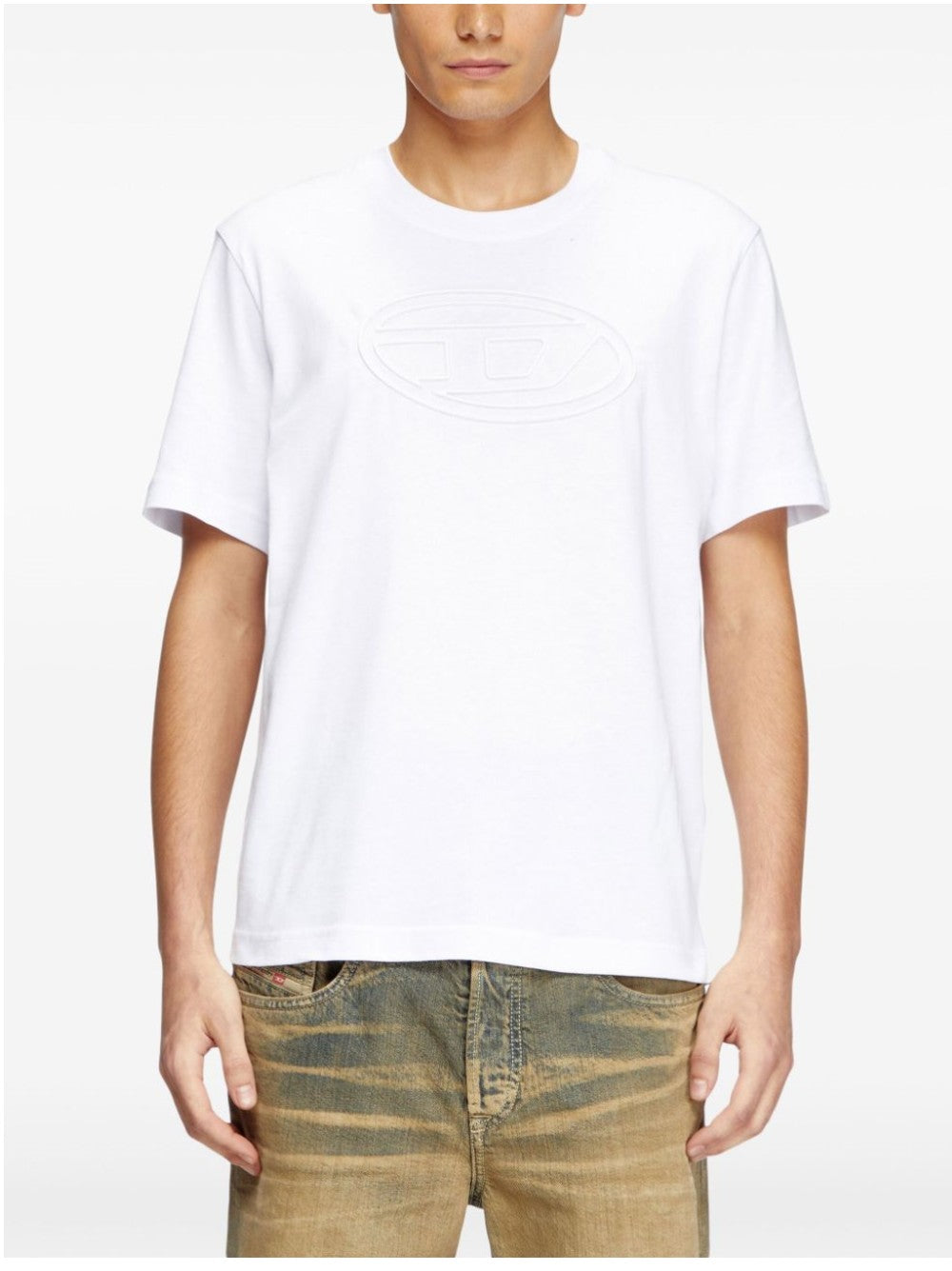 Diesel T-SHIRT CON OVAL D IN RILIEVO Bianco