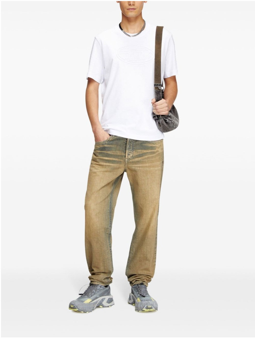 Diesel T-SHIRT CON OVAL D IN RILIEVO Bianco