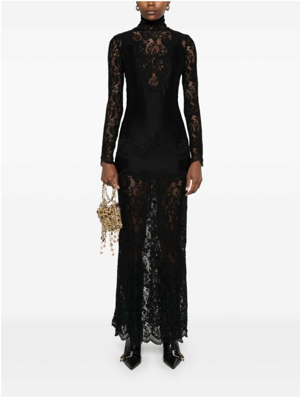 Rabanne ABITO LUNGO IN PIZZO Nero