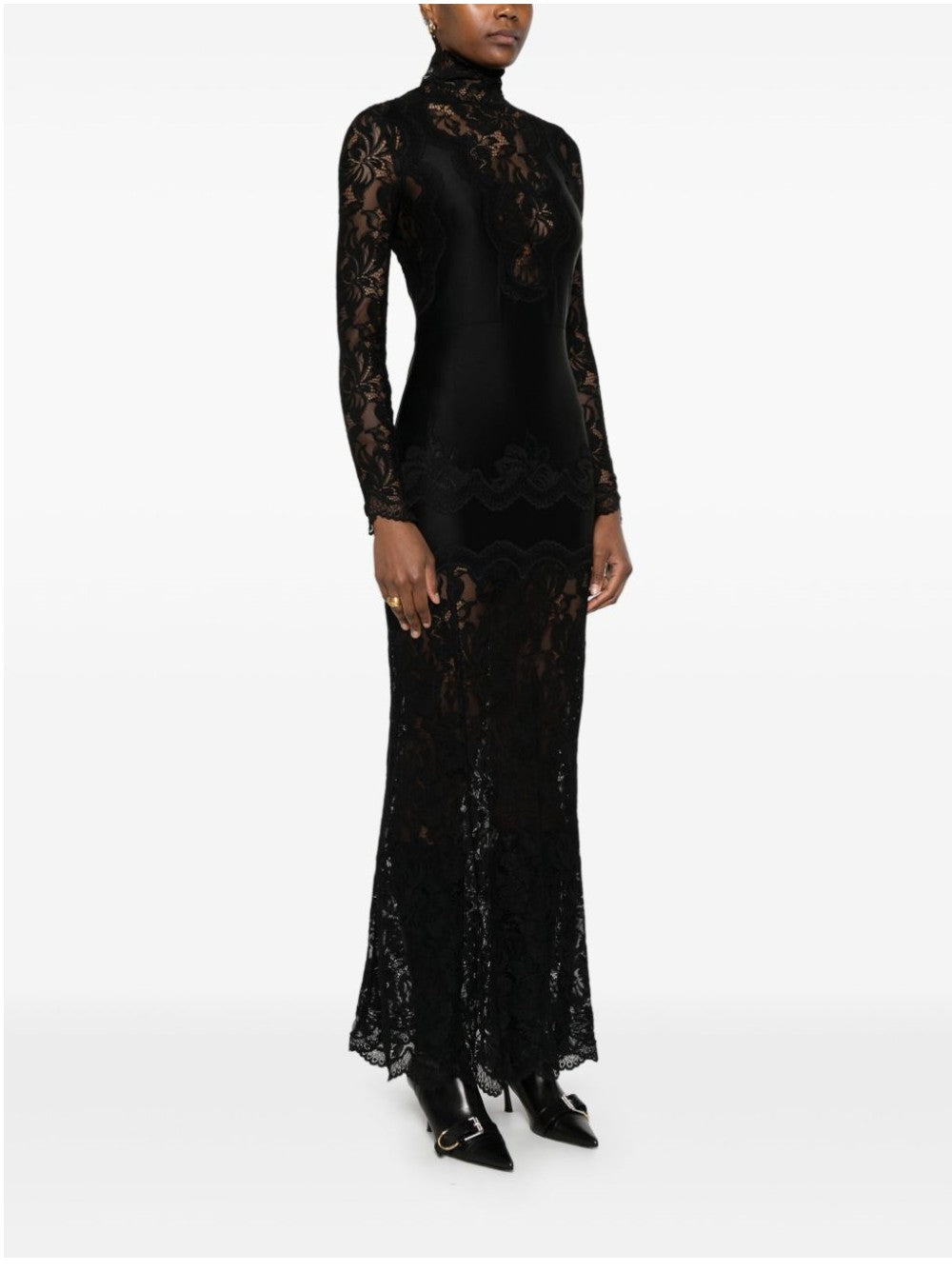Rabanne LONG LACE DRESS Black