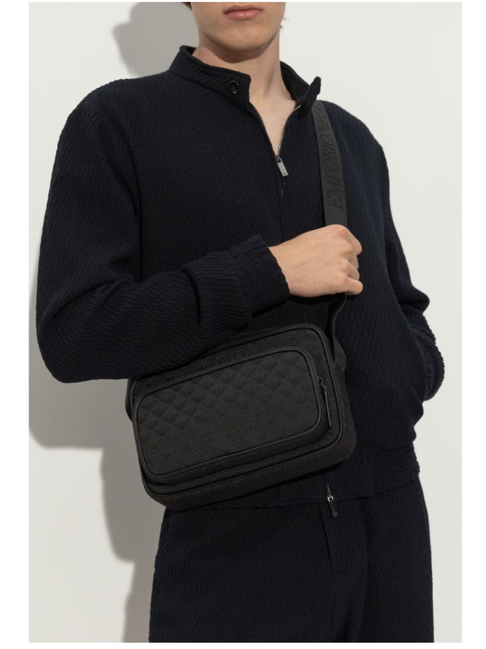 "Emporio Armani BORSA A TRACOLLA "JACQUARD EAGLE ALL OVER" Nero"