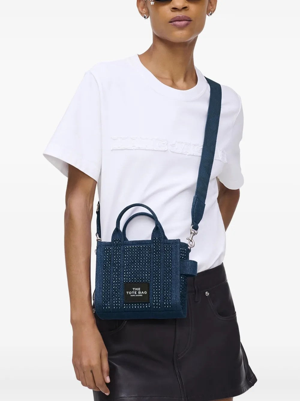 Marc Jacobs BORSA THE CRYSTAL DENIM CROSSBODY TOTE BAG Blu