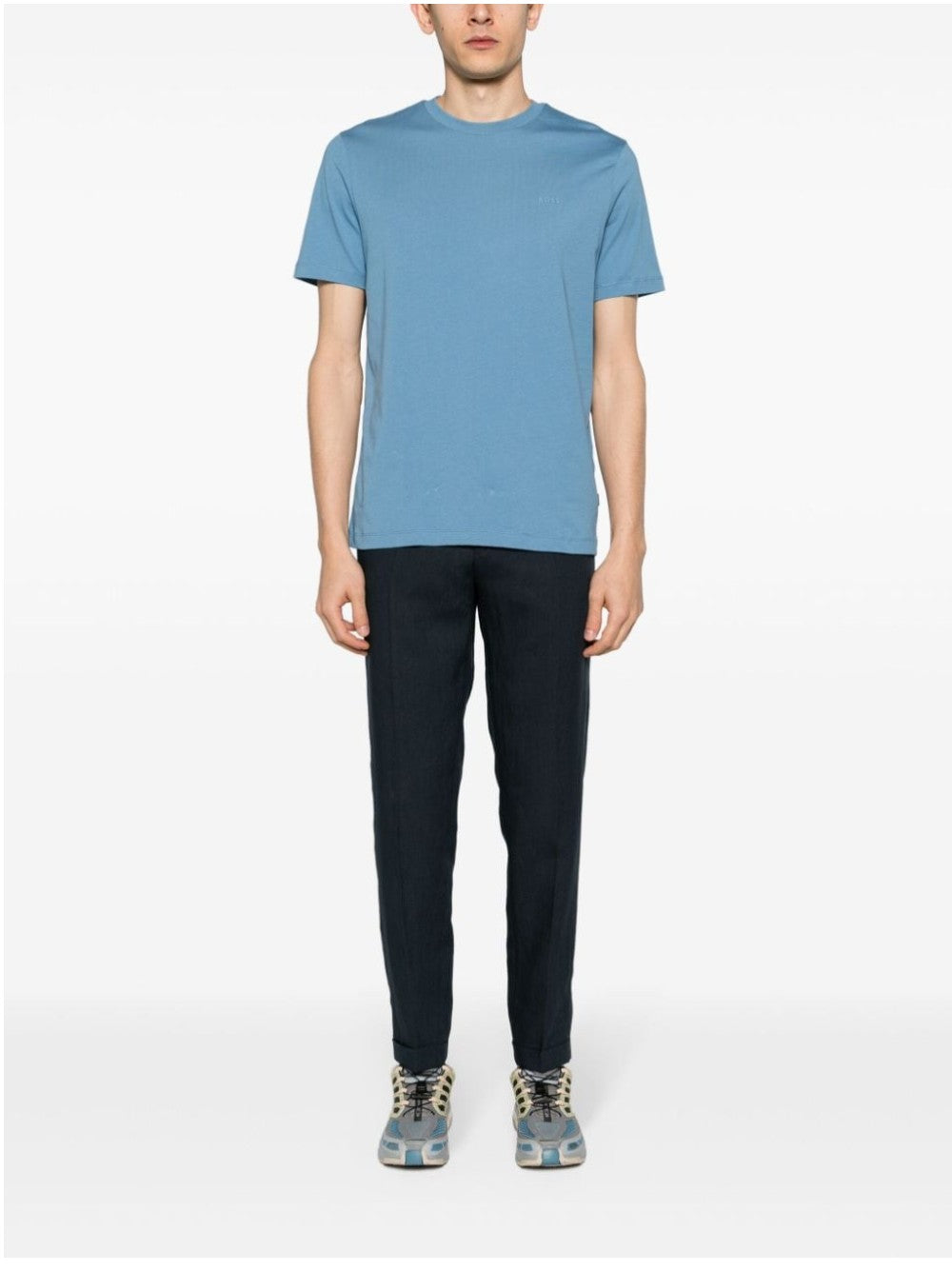 Boss T-SHIRT CON LOGO STAMPATO IN GOMMA Azzurro