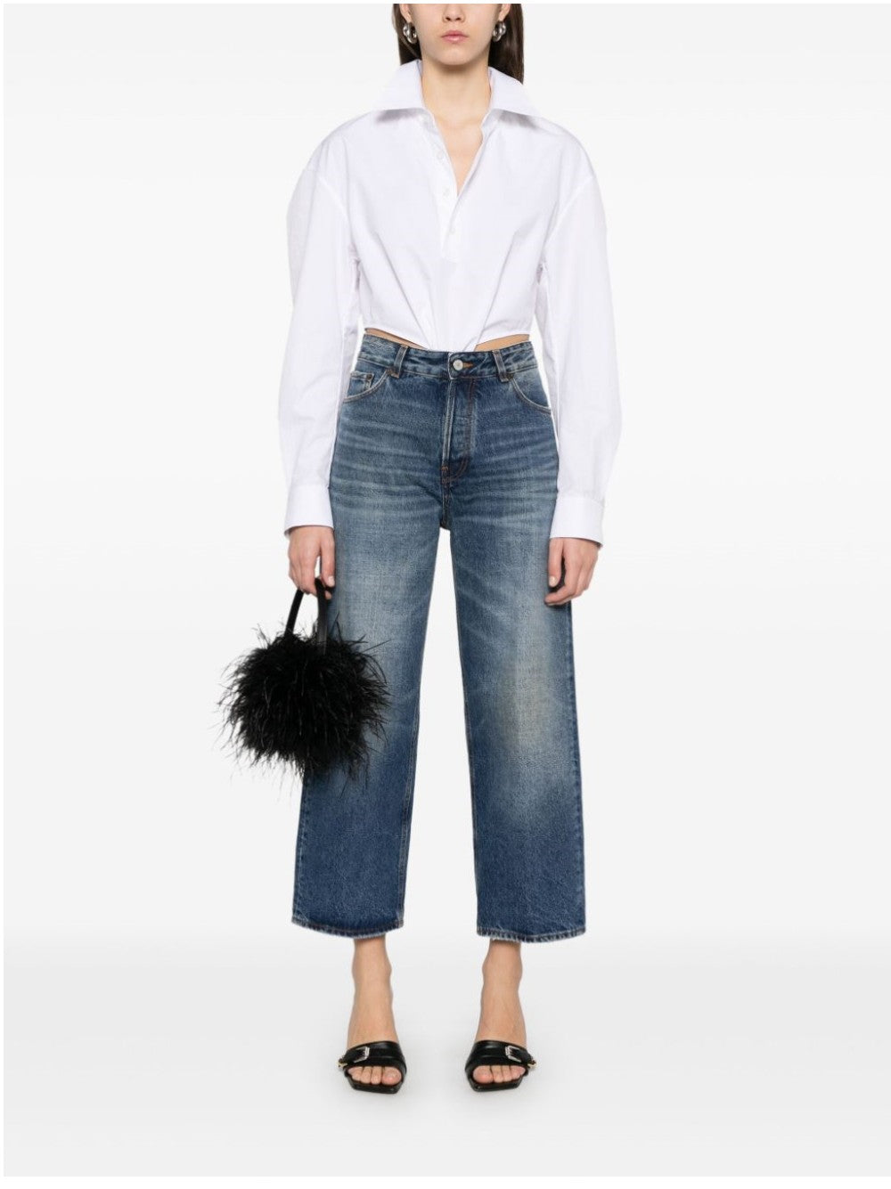 Haikure JEANS A GAMBA AMPIA Blu