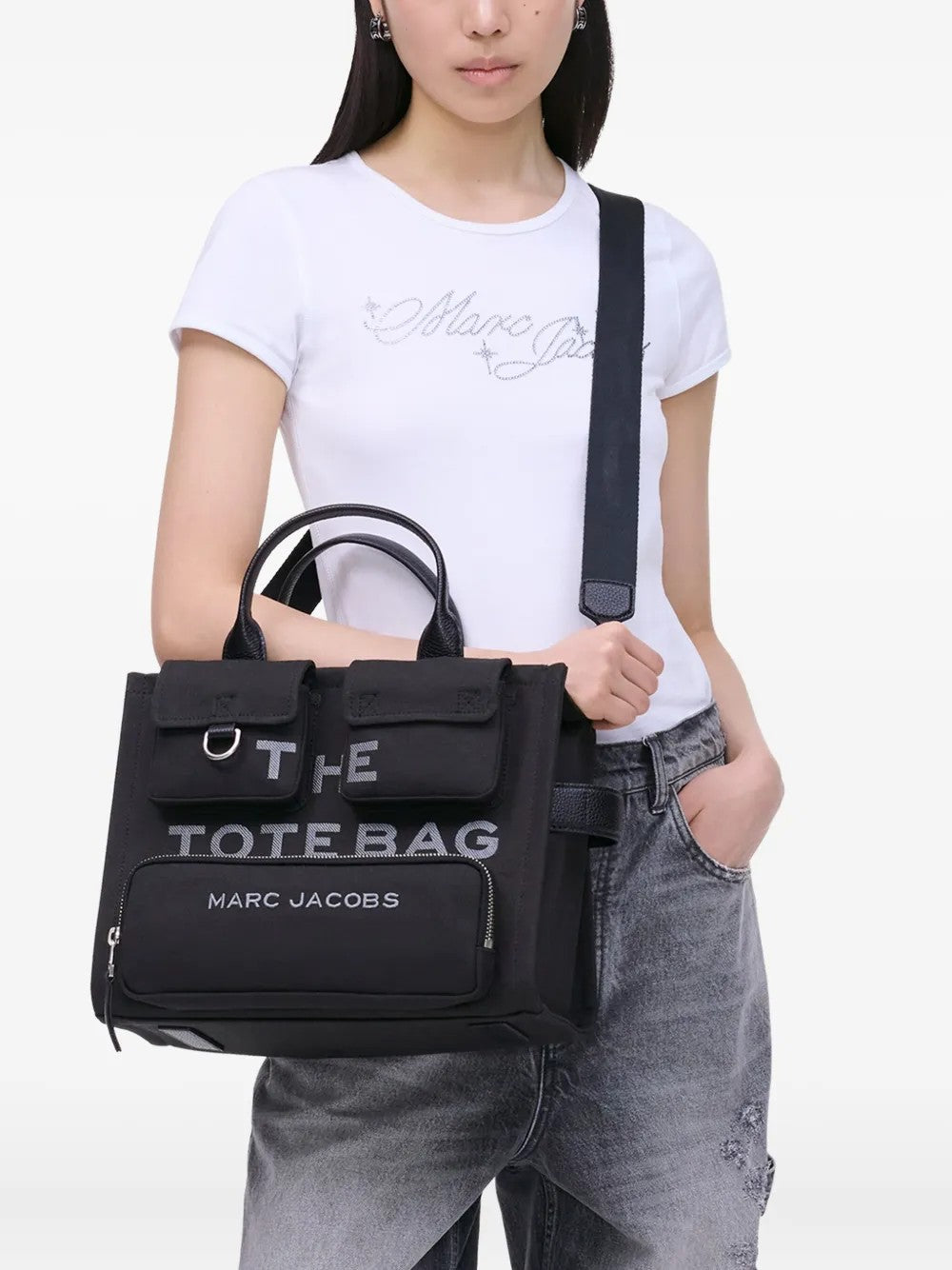 Marc Jacobs THE CARGO CANVAS MEDIUM TOTE BAG Nero