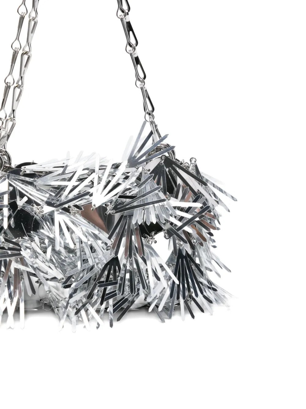 Rabanne BORSA IN PELLICCIA METALIZZATA NANO SPARKLE Argento