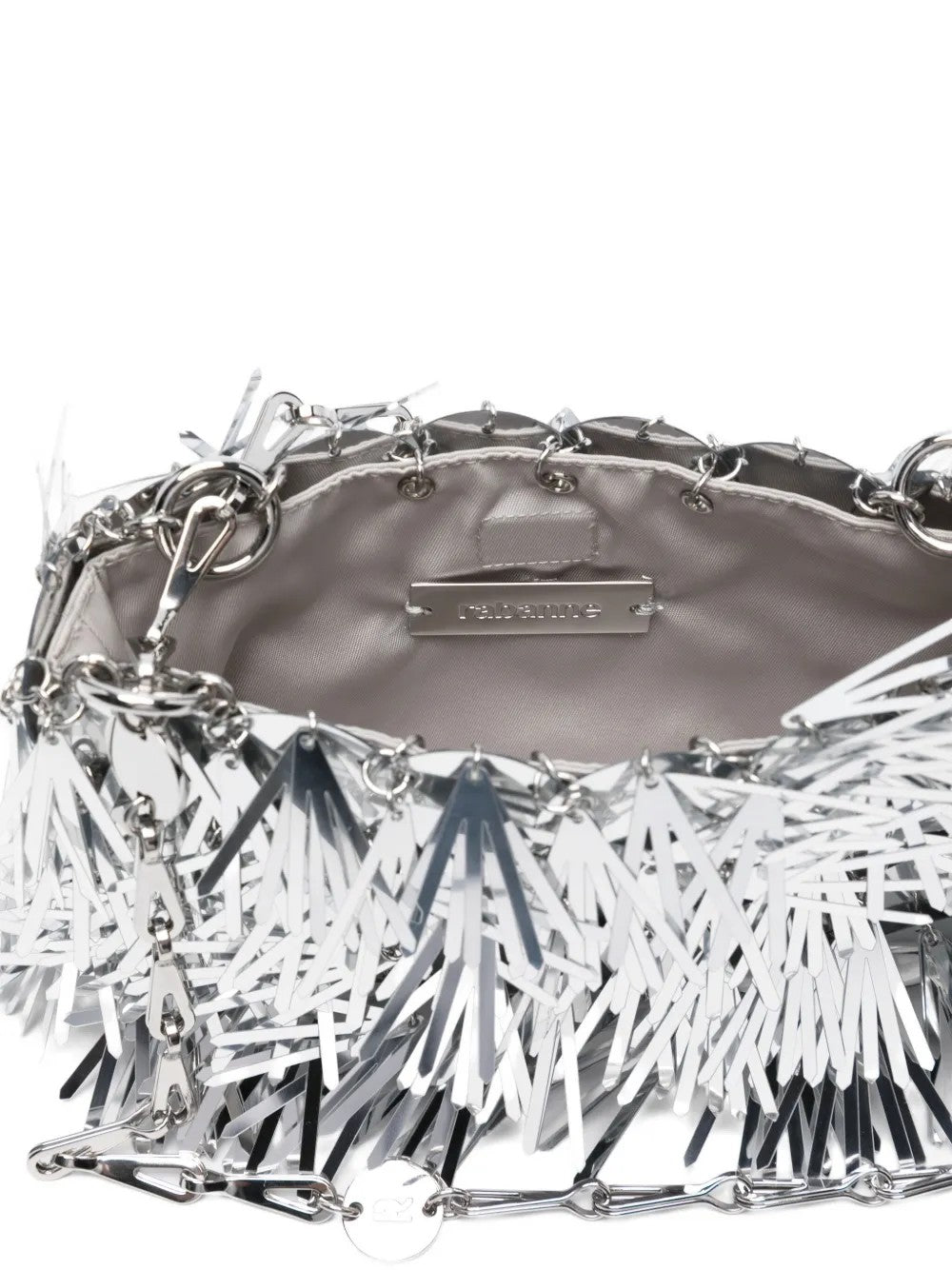 Rabanne BORSA IN PELLICCIA METALIZZATA NANO SPARKLE Argento