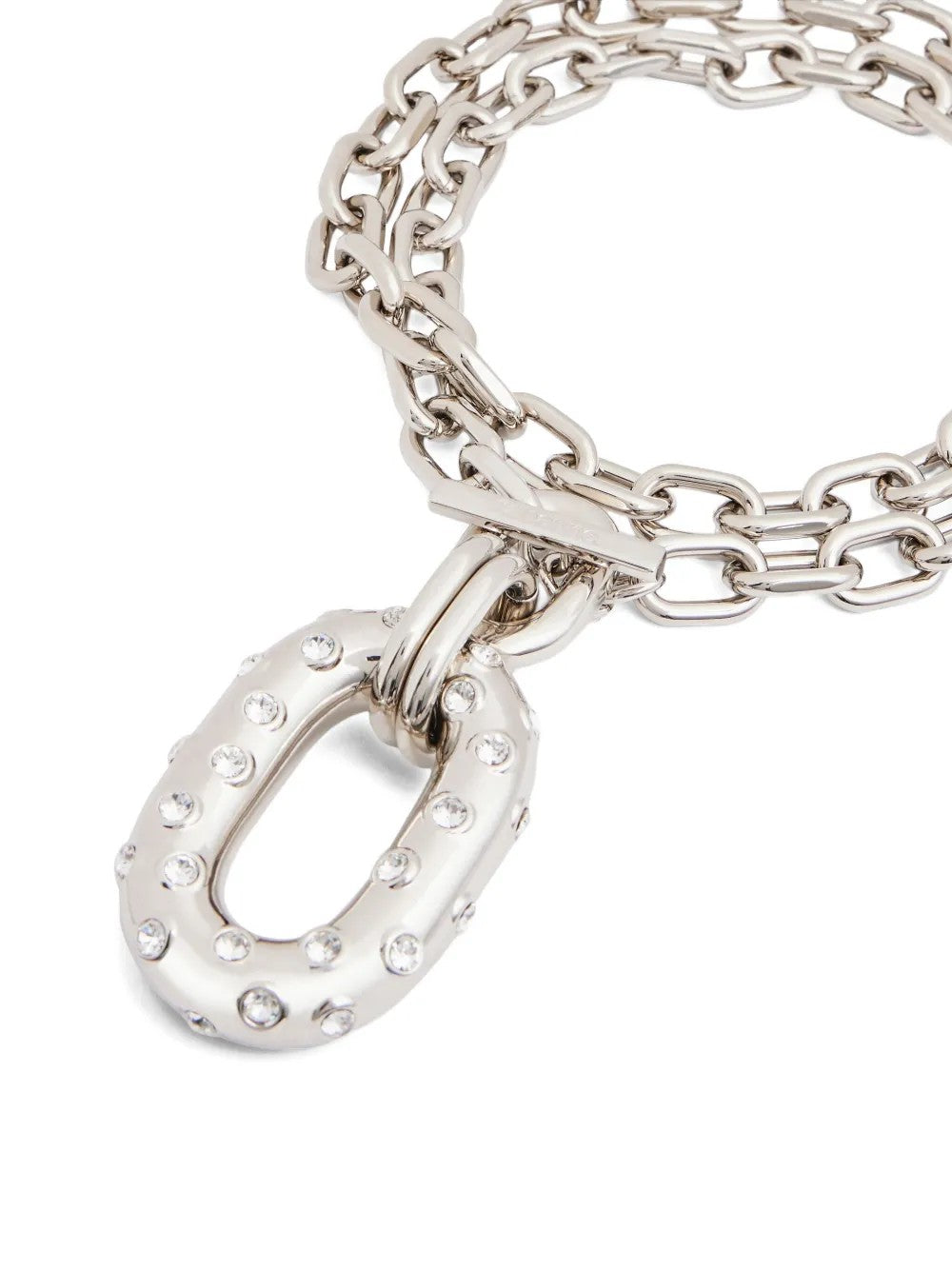 Rabanne COLLANA CON STRASS A MAGLIE XL Argento