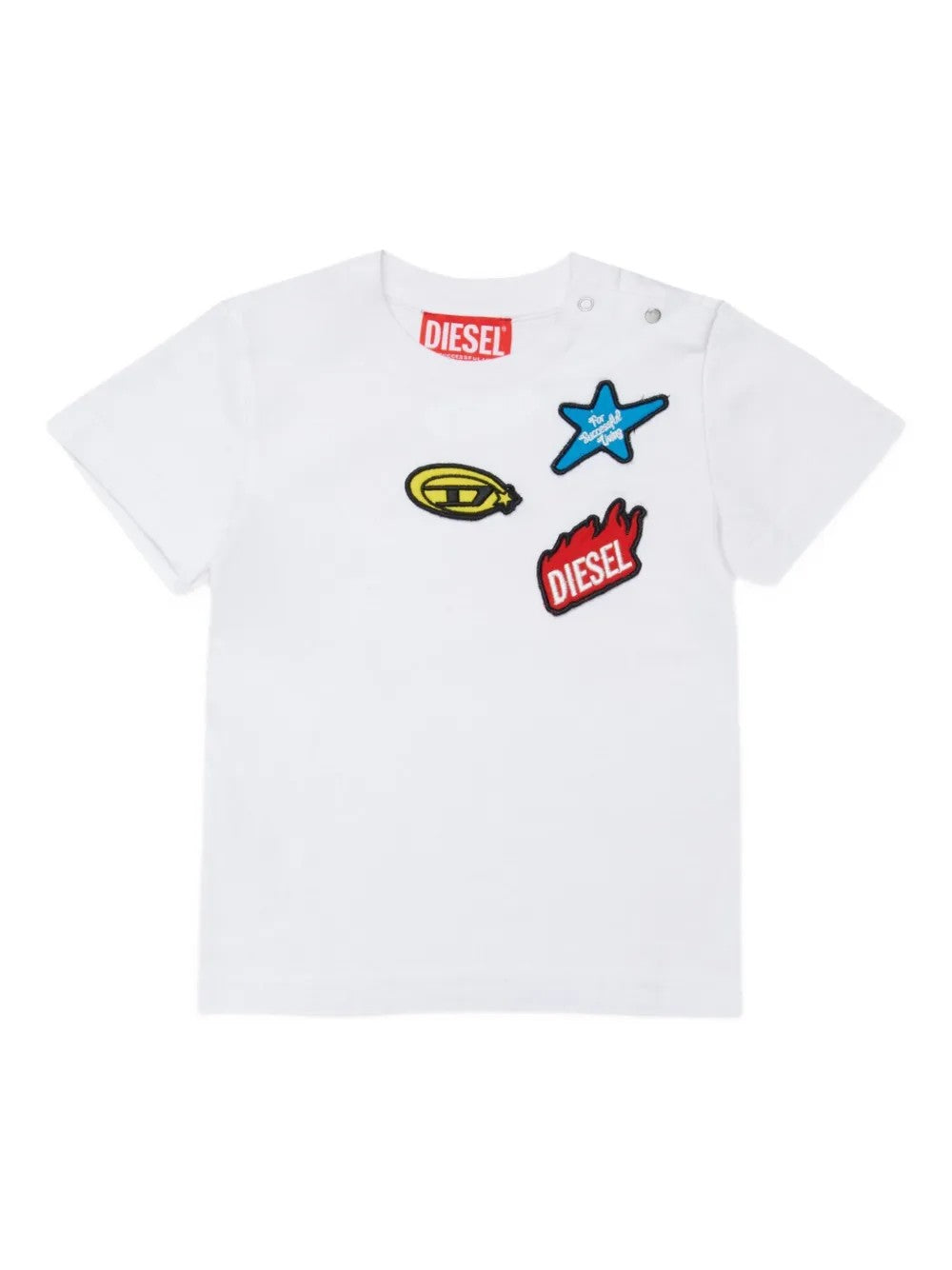 Diesel T-SHIRT CON PATCH COLORATE Bianco
