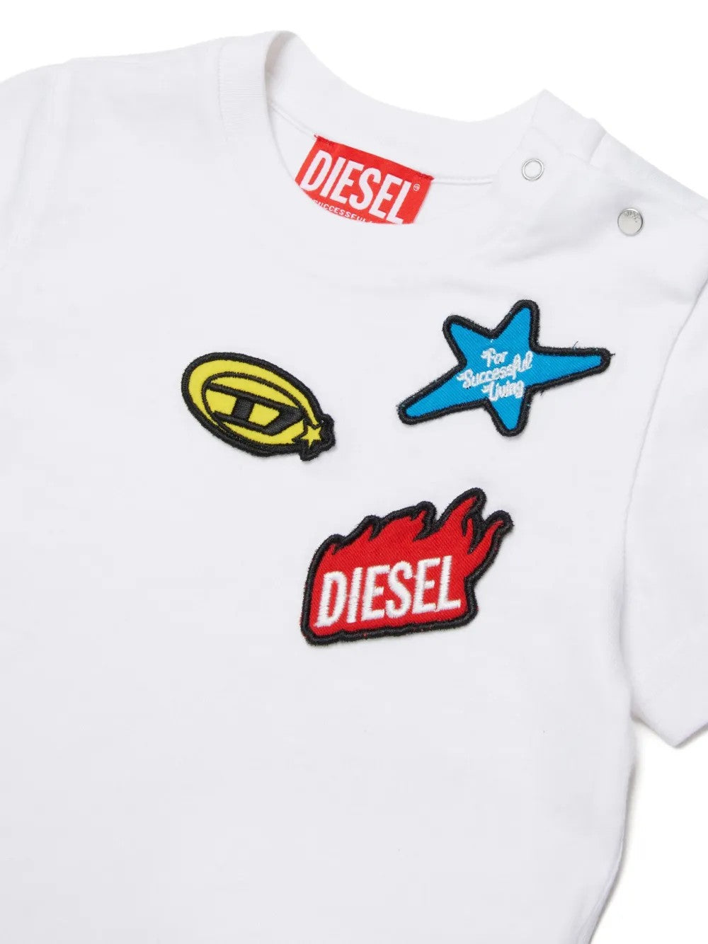 Diesel T-SHIRT CON PATCH COLORATE Bianco