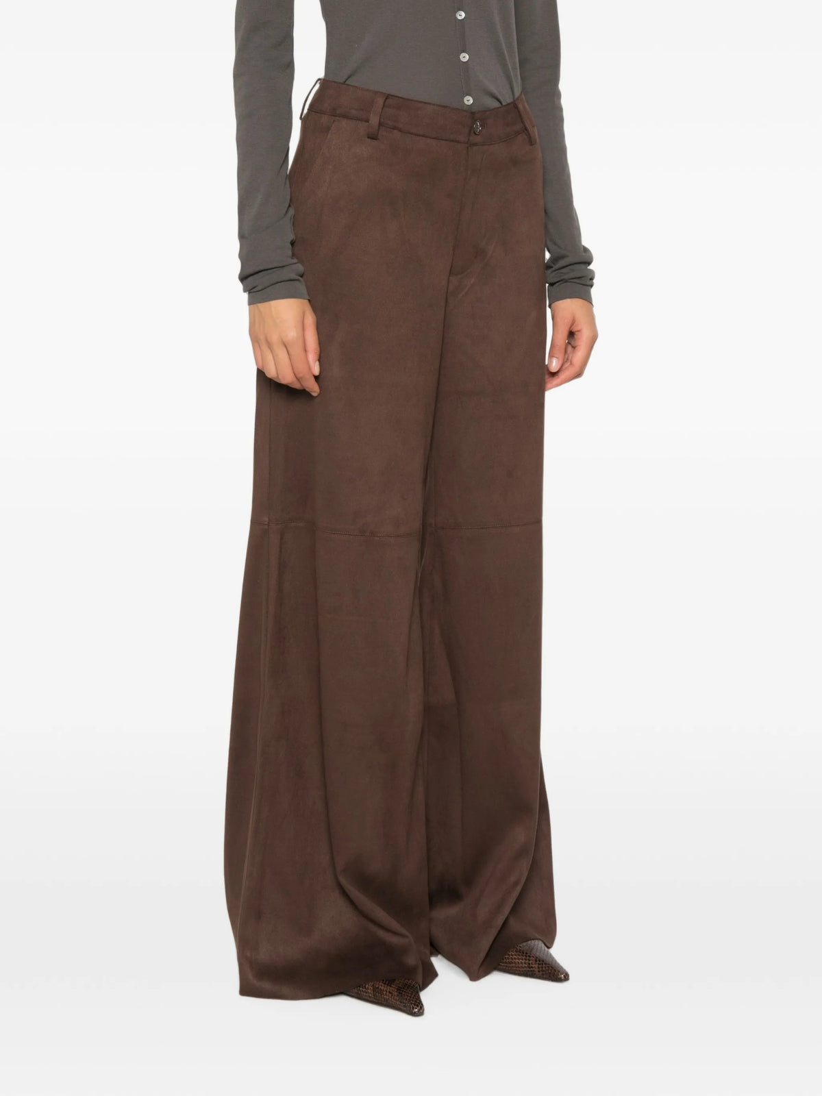 Eleh Pantaloni cropped da Donna Eleh, colore Marrone Marrone