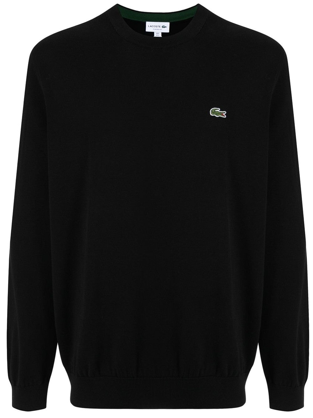 Lacoste MAGLIA GIROCOLLO CON LOGO RICAMATO Nero