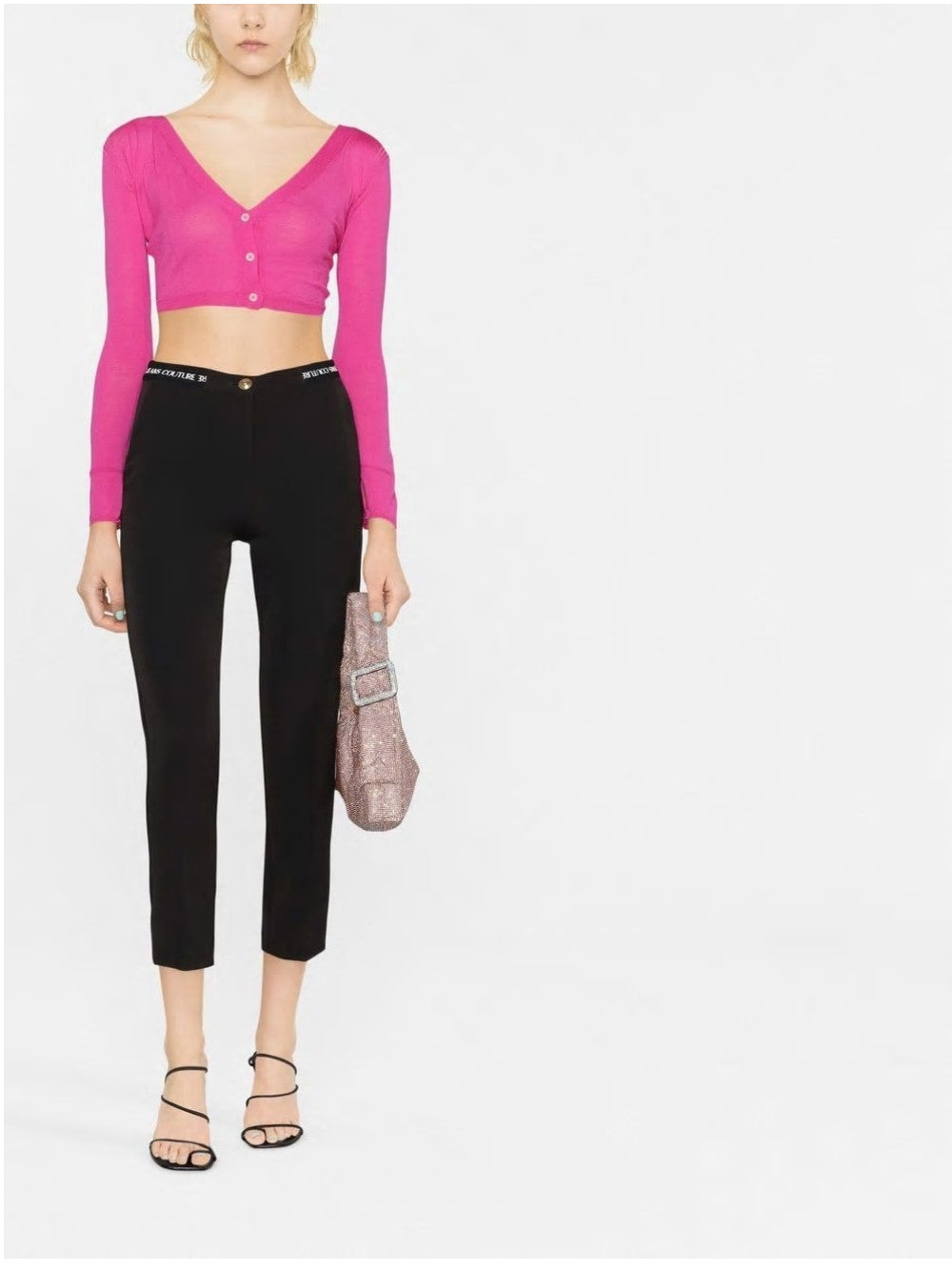 Versace Jeans Couture PANTALONI SARTORIALI CON LOGO IN VITA Nero