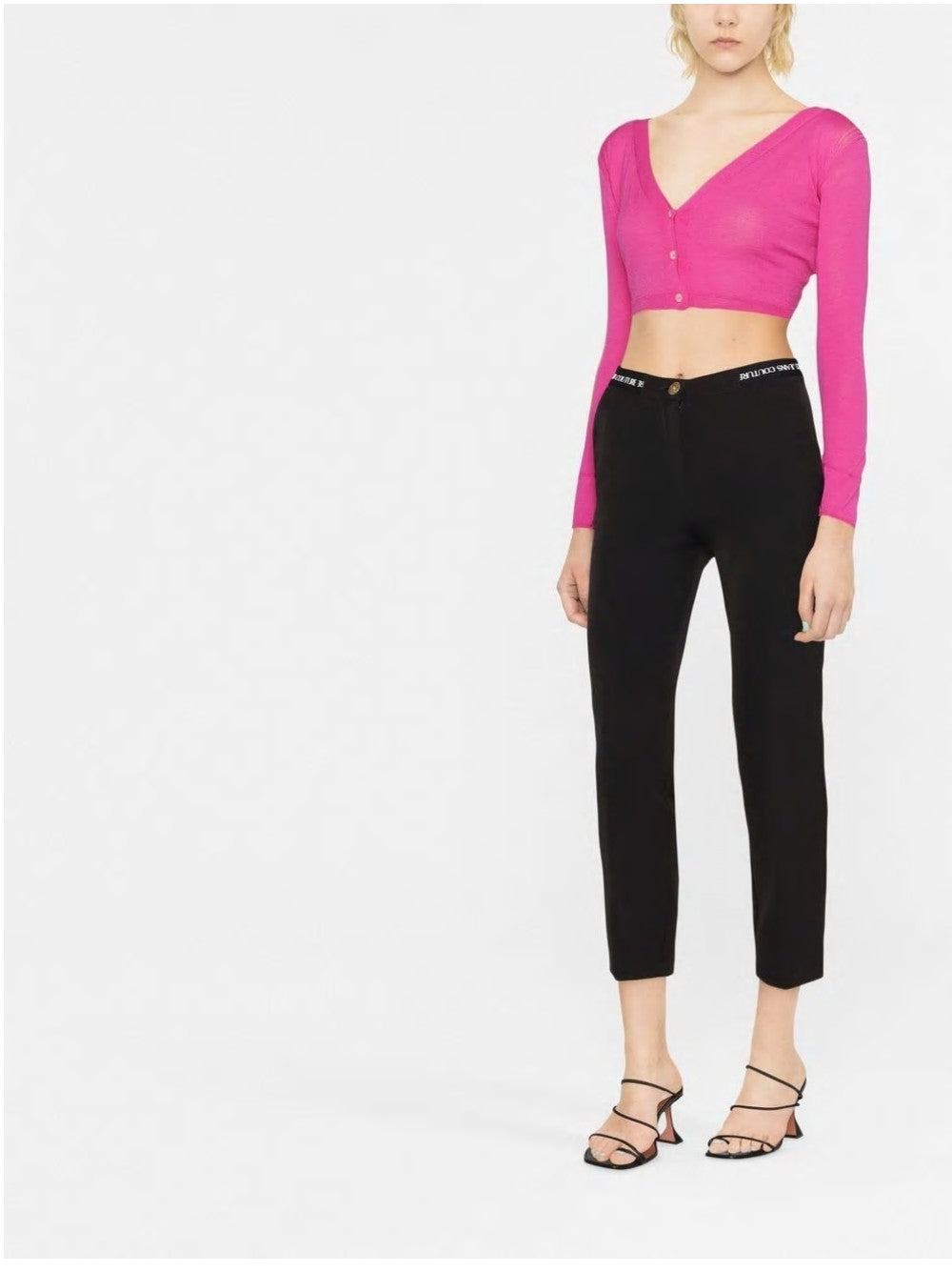 Versace Jeans Couture PANTALONI SARTORIALI CON LOGO IN VITA Nero