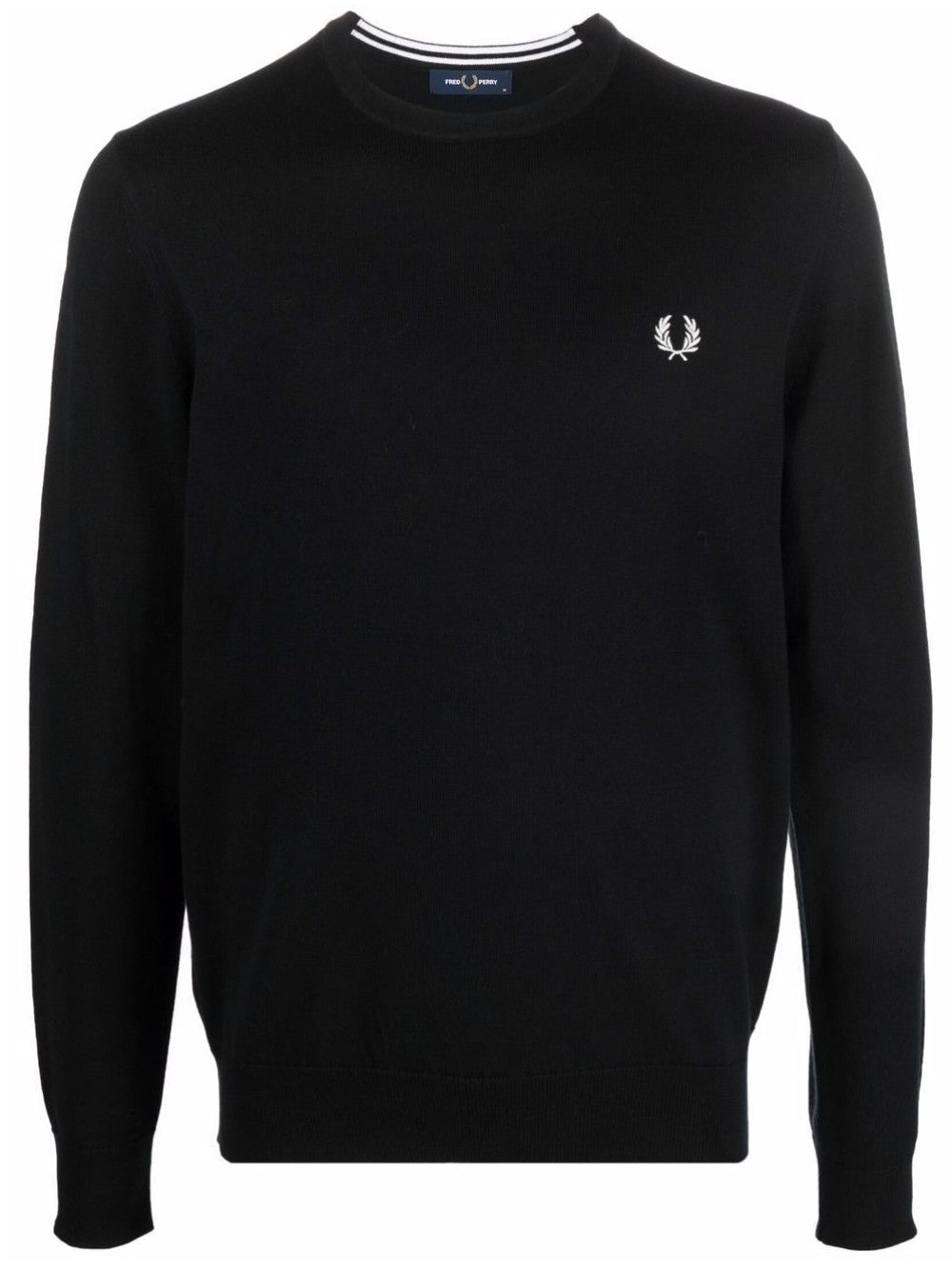 Fred Perry MAGLIA CON LOGO RICAMATO A CONTRASTO Nero