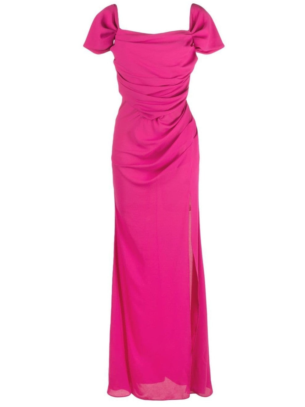 VESTIDO DE NOCHE CON MANGAS DRAPEADAS