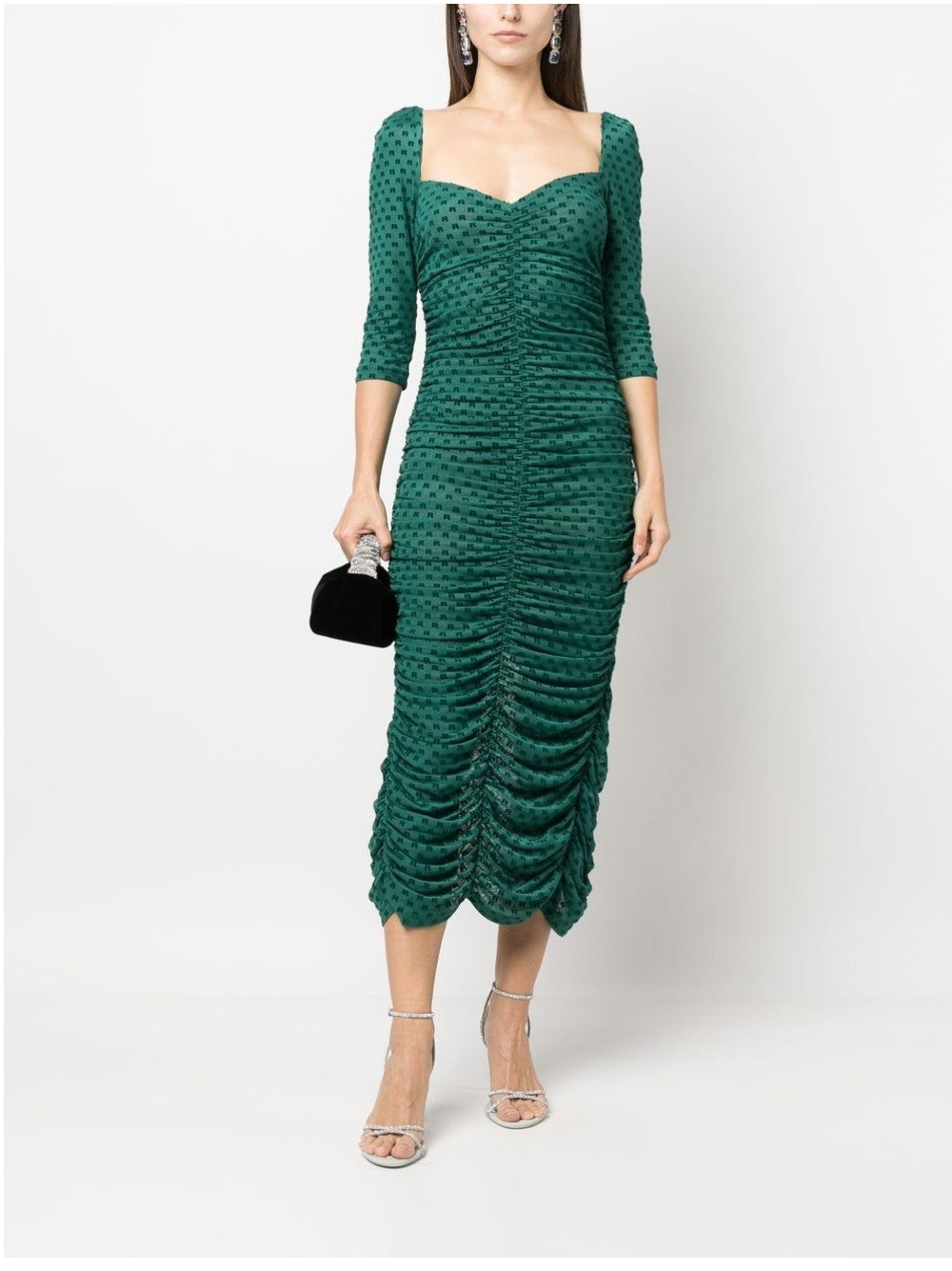 Rotate MIDI DRESS WITH HEART NECK Green