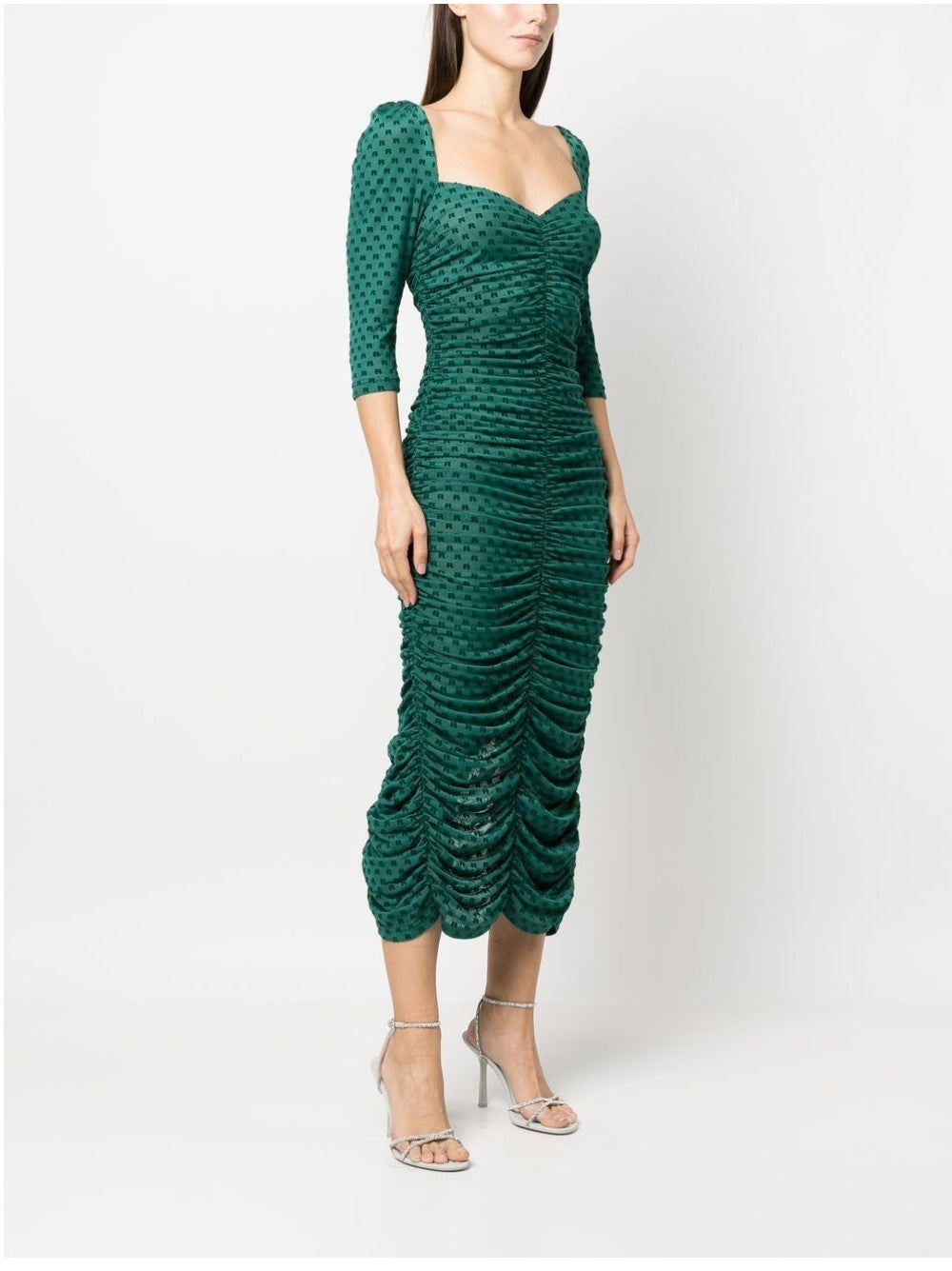 Rotate MIDI DRESS WITH HEART NECK Green