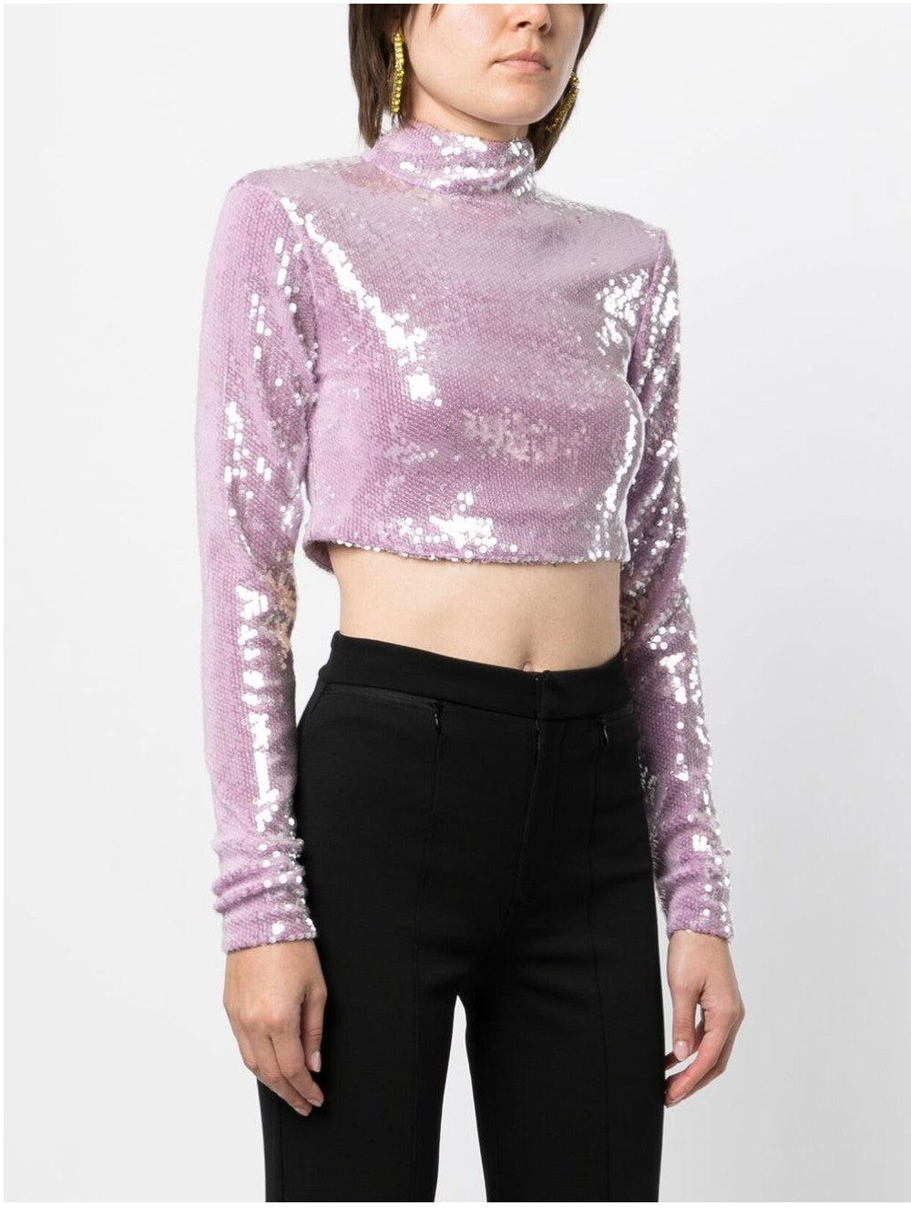 Rotate CROP TOP WITH SEQUINS Purple