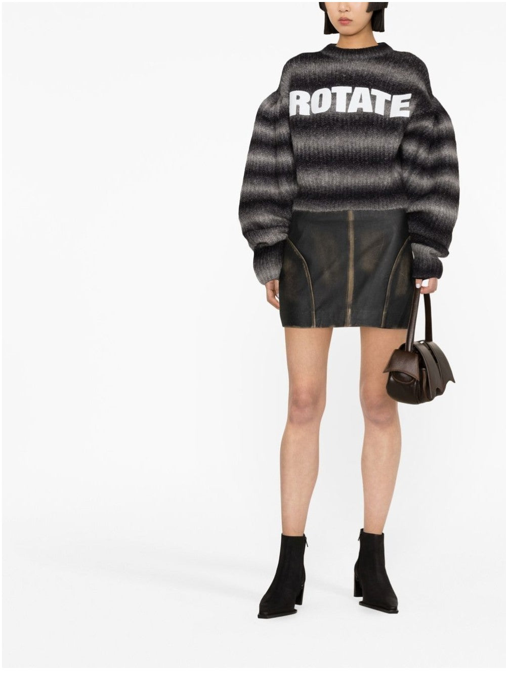 Rotate SWEATER WITH BALLOON SLEEVES AND LOGO Grey