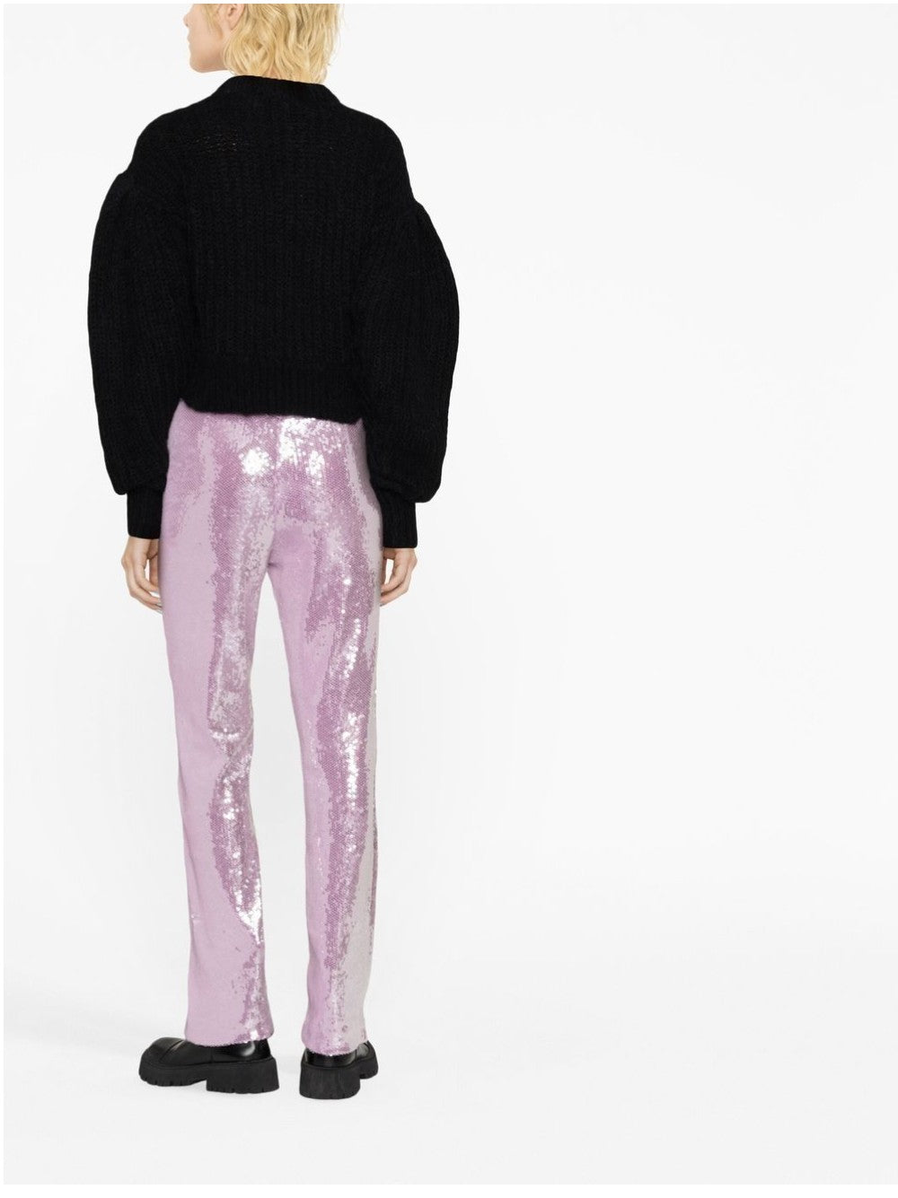 Rotate SWEATER WITH BALLOON SLEEVES AND LOGO Black