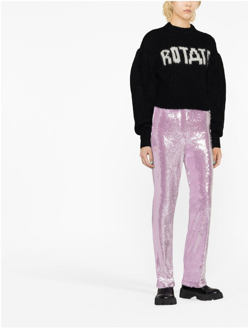 Rotate SWEATER WITH BALLOON SLEEVES AND LOGO Black