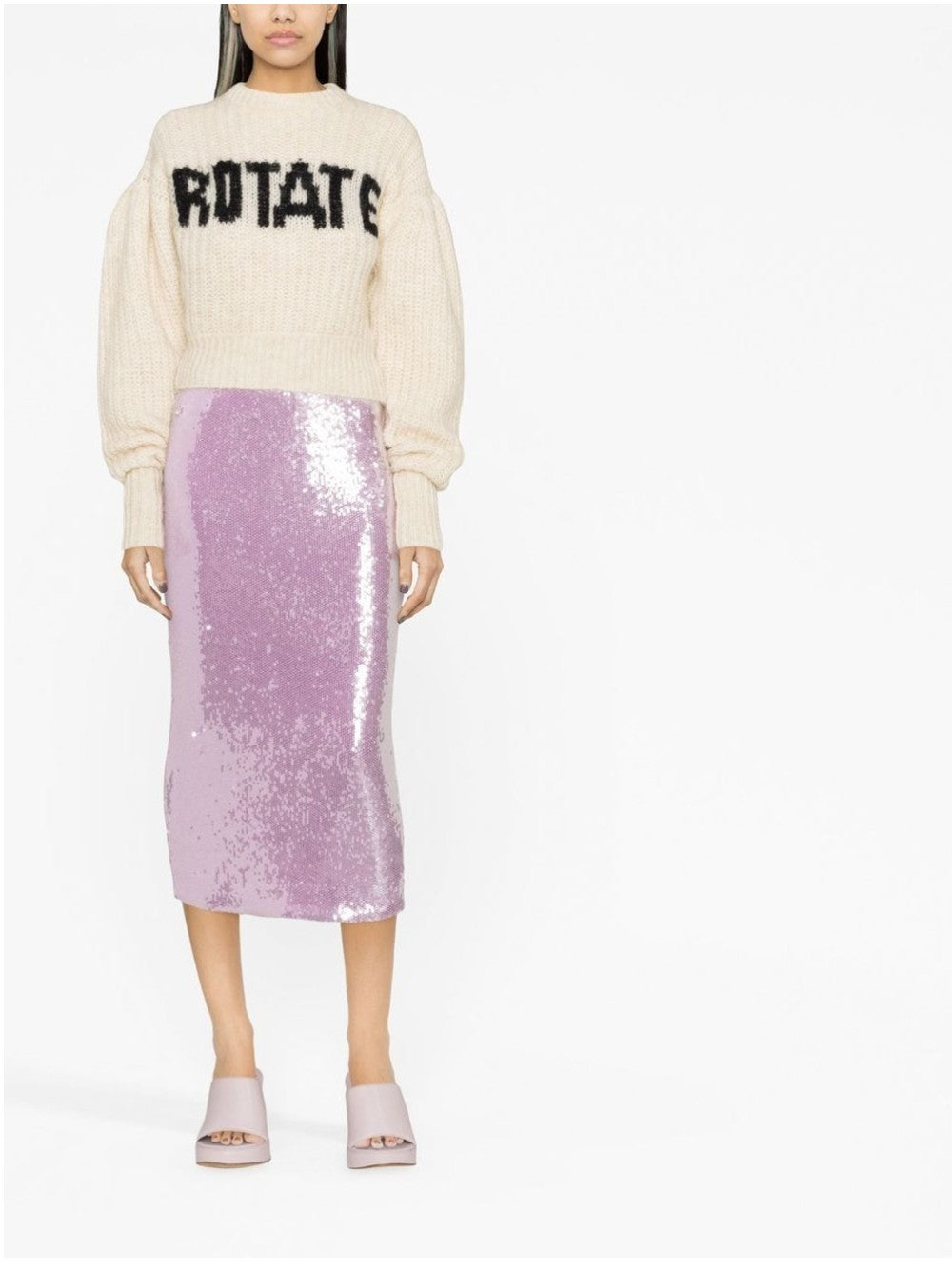 Rotate SWEATER WITH BALLOON SLEEVES AND LOGO White