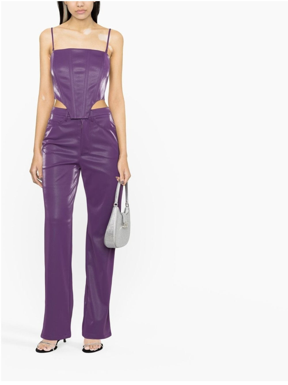 Rotate HIGH WAISTED STRAIGHT PANTS Purple