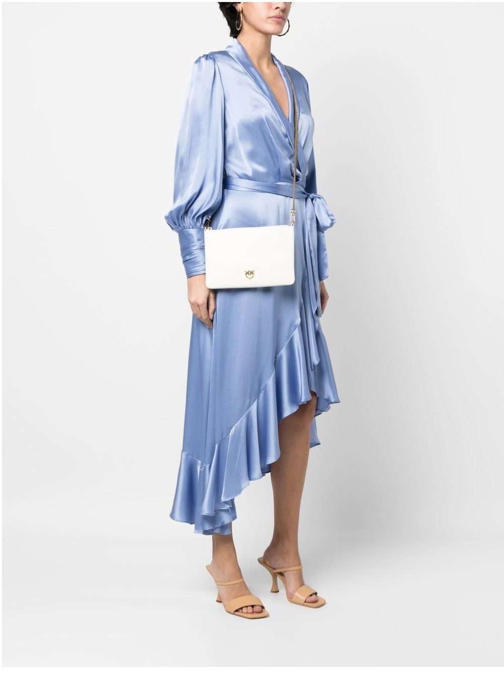 Pinko BORSA FLAT IN PELLE MANO SETA Bianco