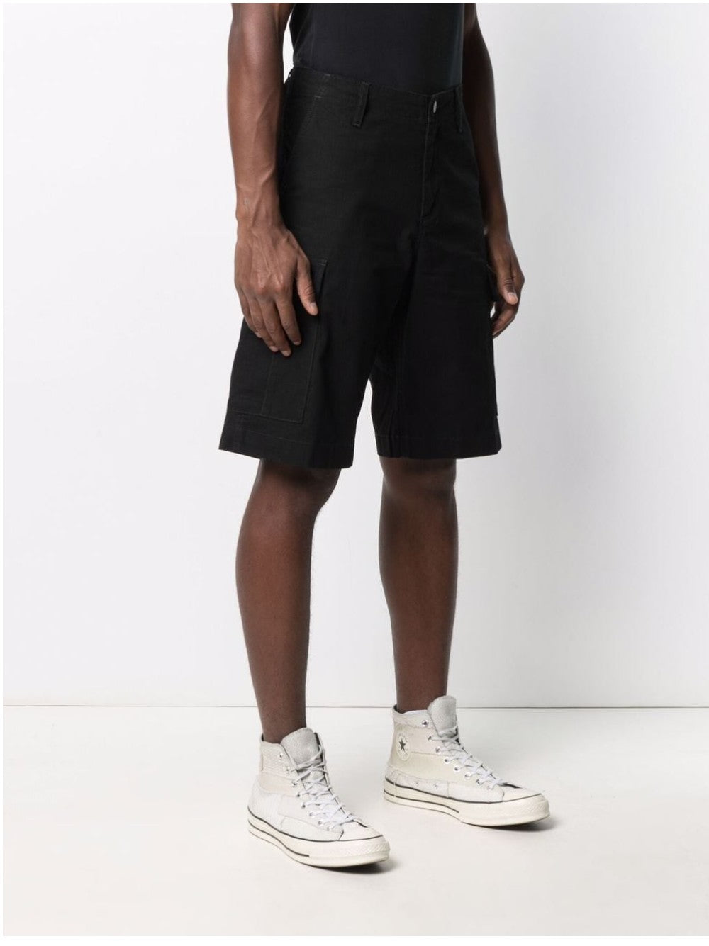 Carhartt Wip SHORTS CARGO CON TAPE LOGO Nero