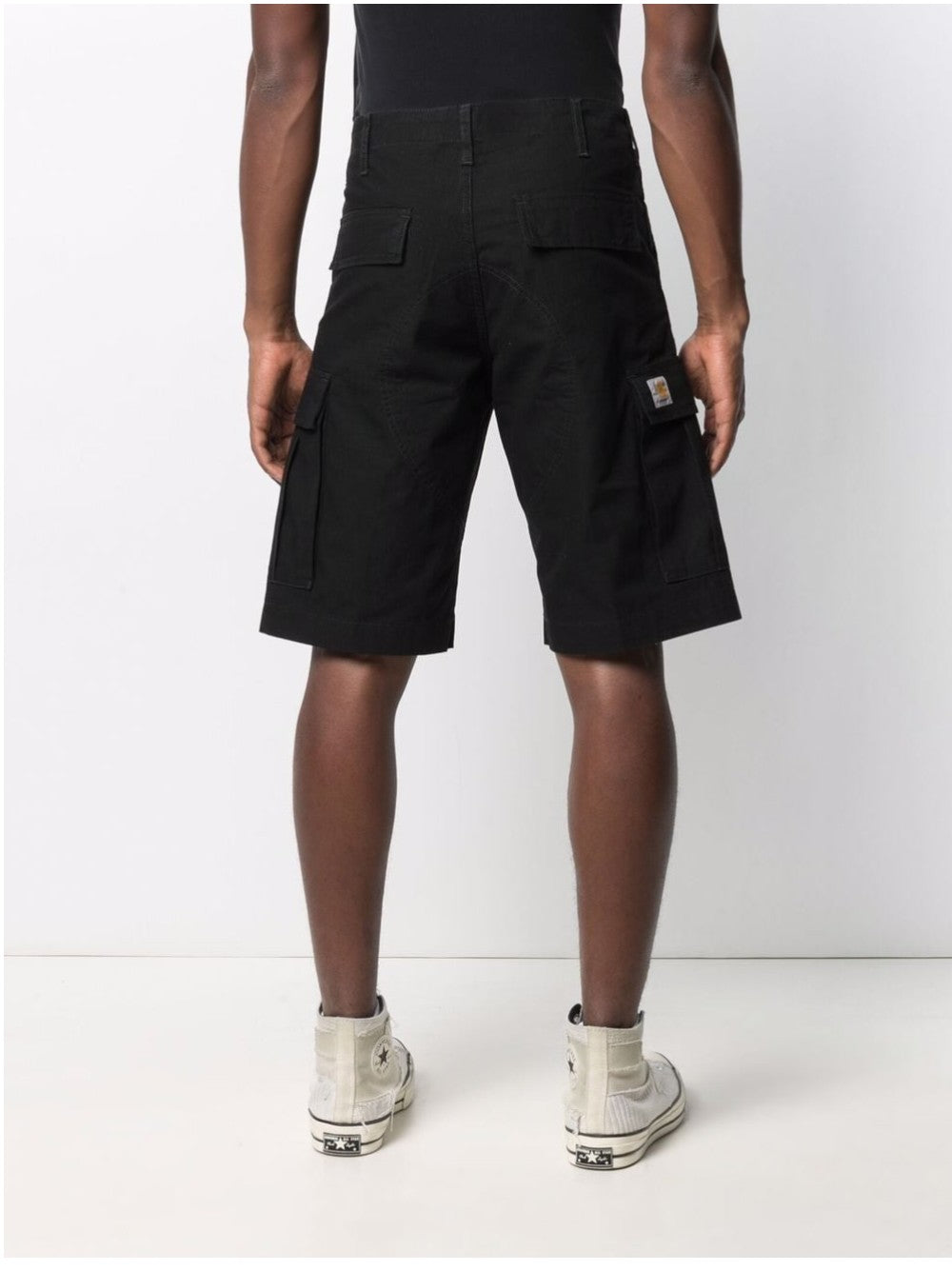 Carhartt Wip SHORTS CARGO CON TAPE LOGO Nero