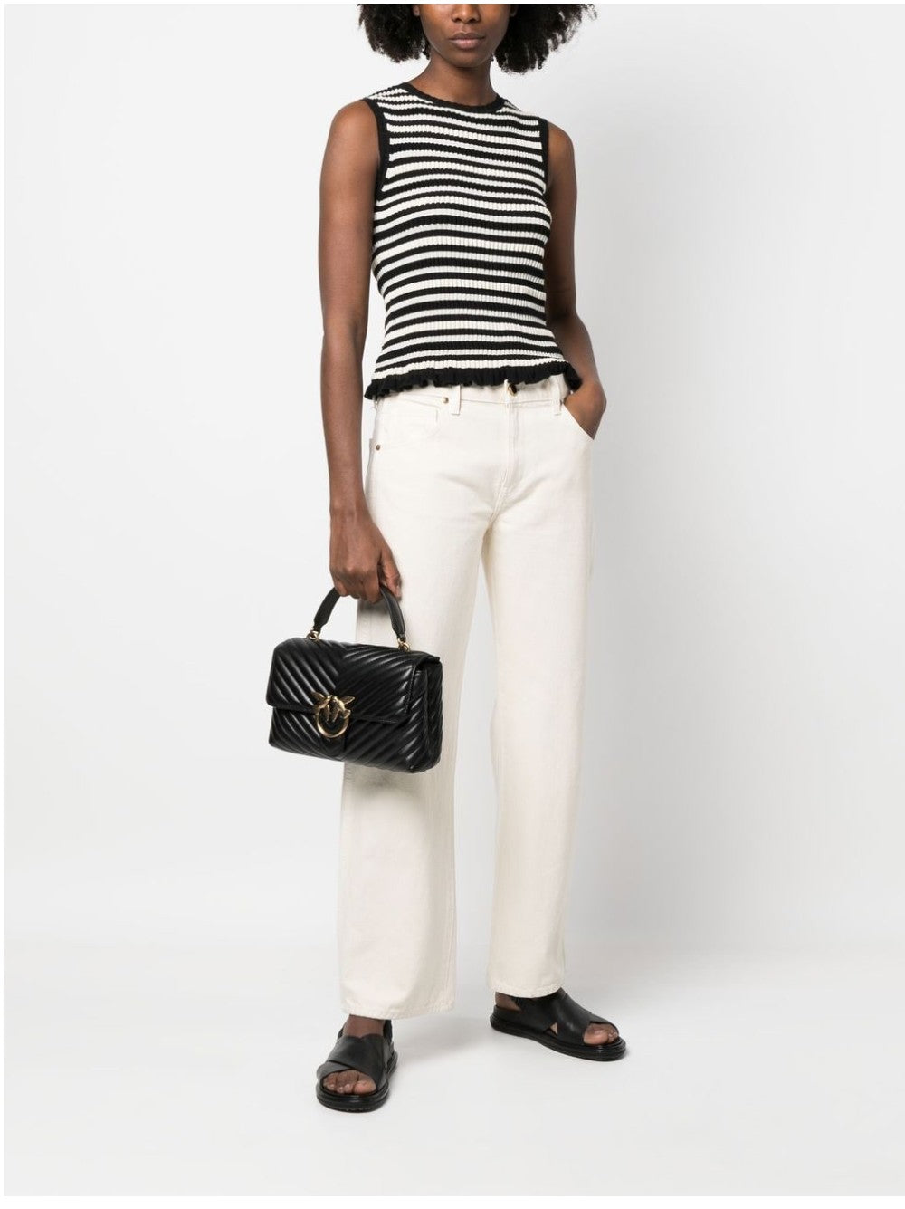 "Pinko BORSA "CLASSIC LADY LOVE PUFF CHEVRON" Nero"