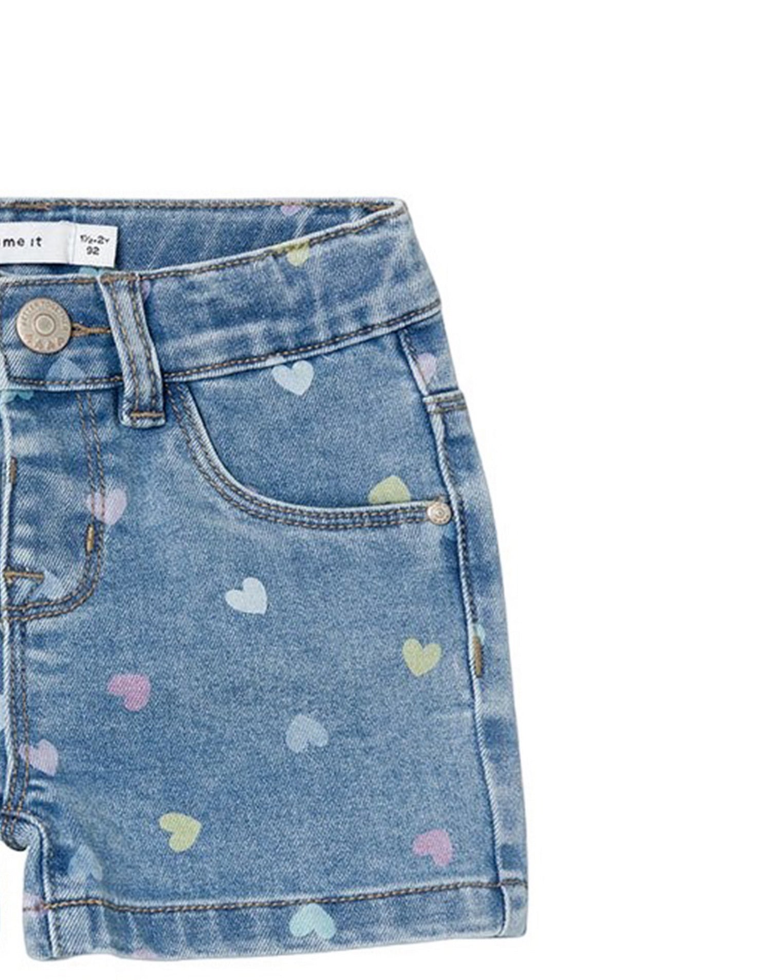 Name It SHORTS IN DENIM CON CUORICINI COLORATI Blu