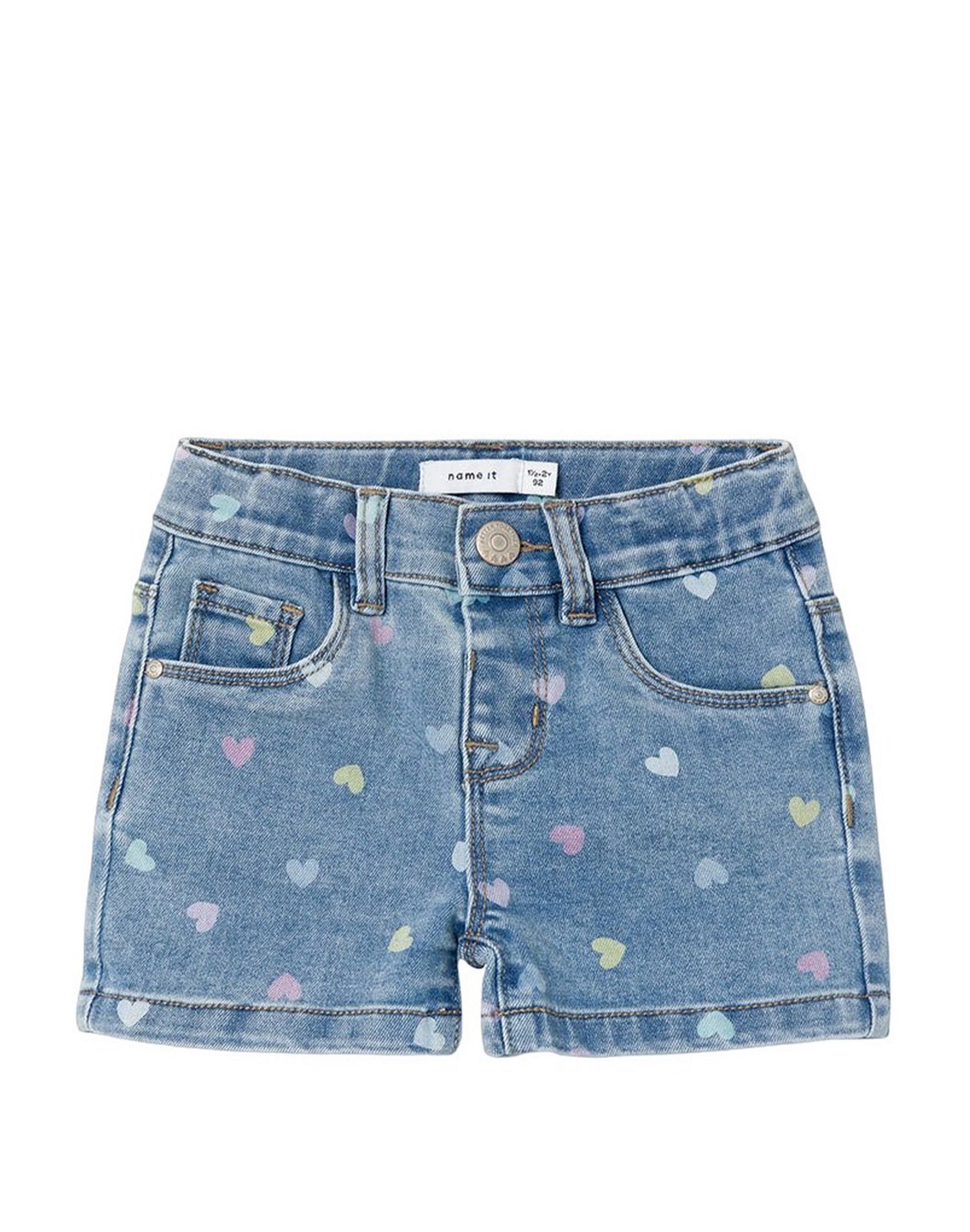 Name It SHORTS IN DENIM CON CUORICINI COLORATI Blu