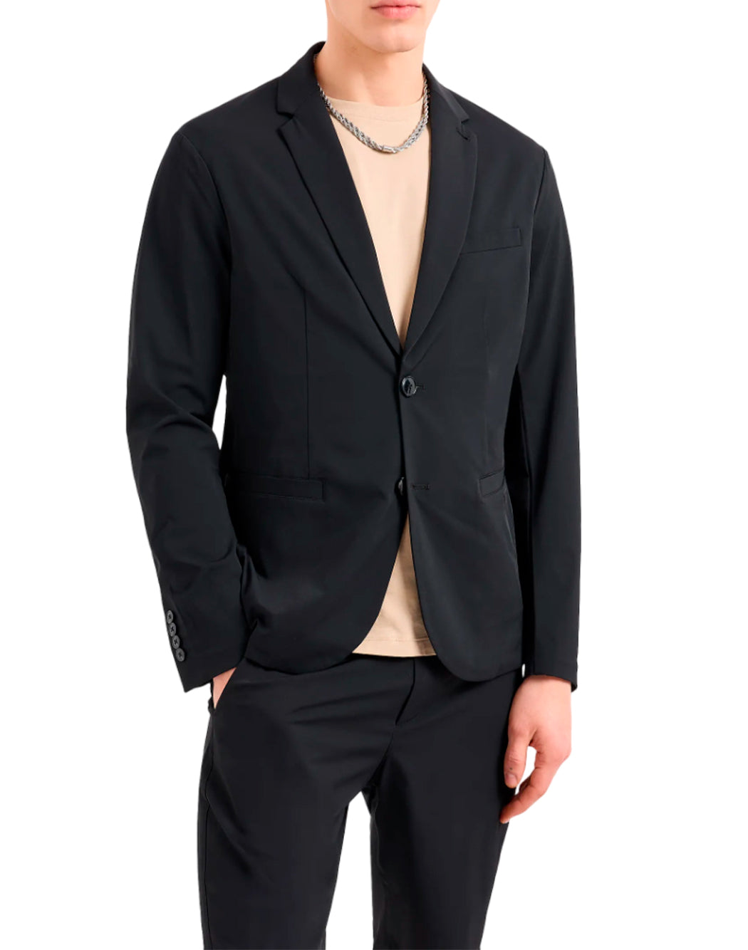 Armani Exchange BLAZER CON LOGO INCISO SUL POLSO Nero