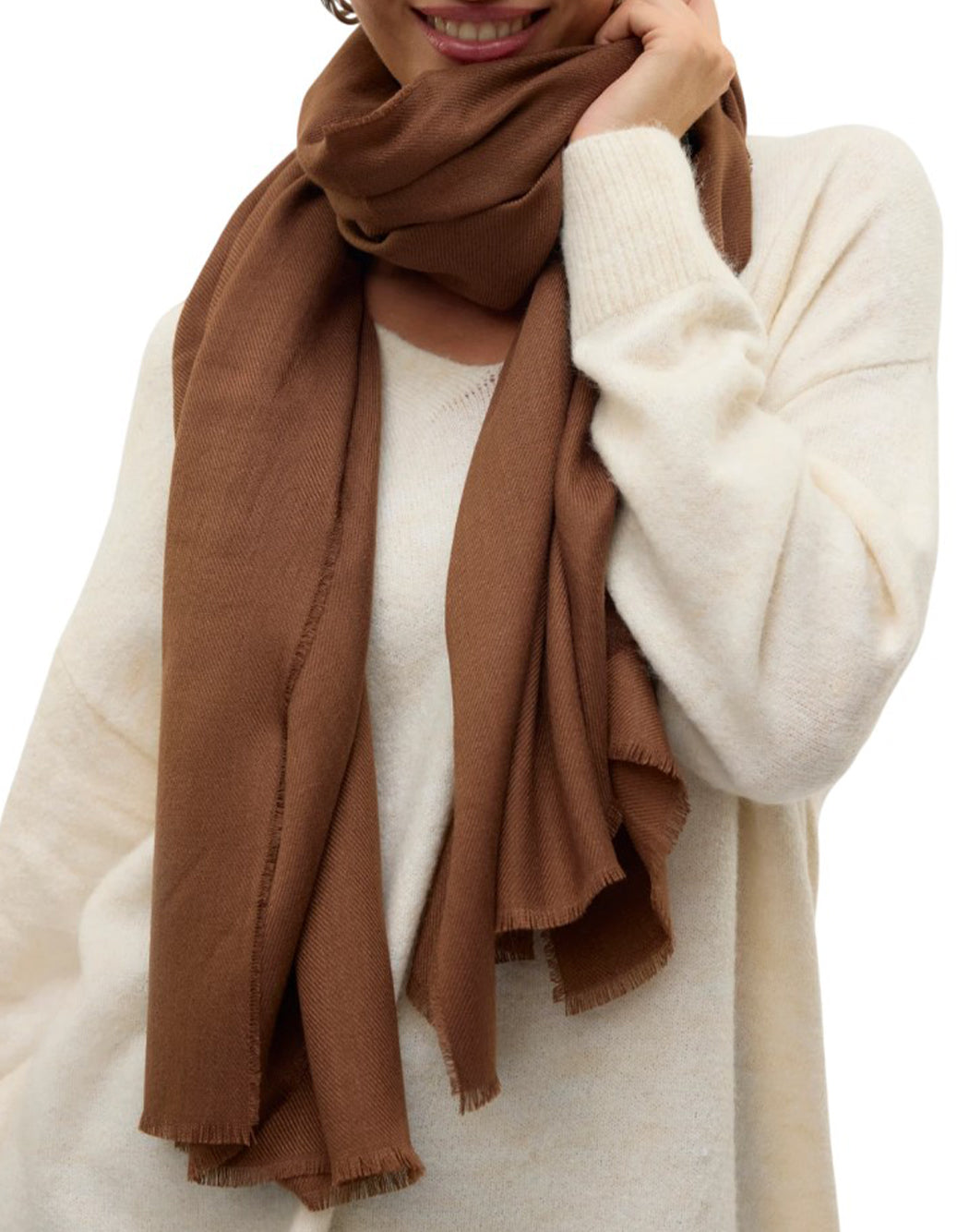 Vero Moda SCIARPA CON MINI FRANGE Marrone