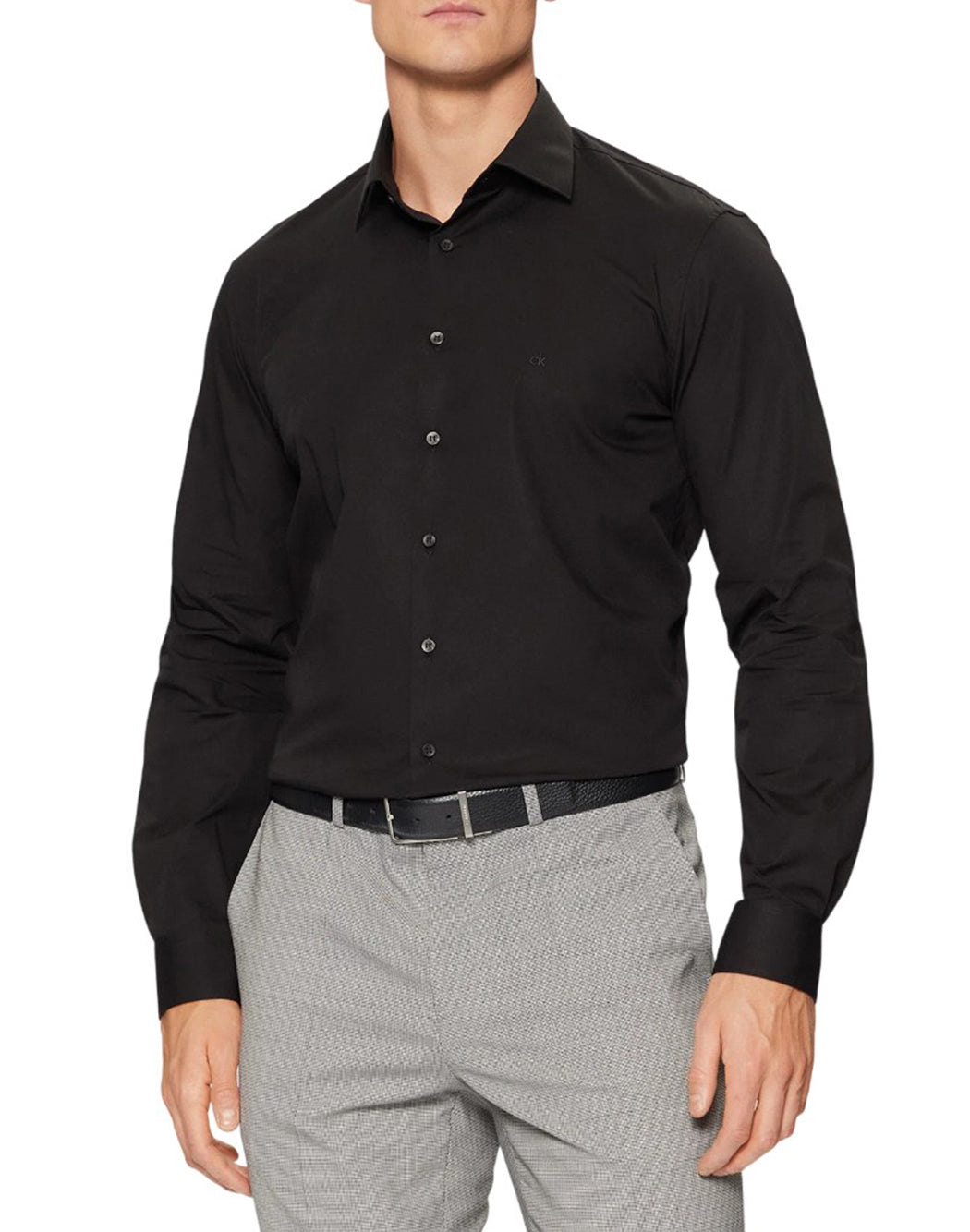 Calvin Klein CAMICIA ATTILLATA IN POPELINE ELASTICIZZATO Nero