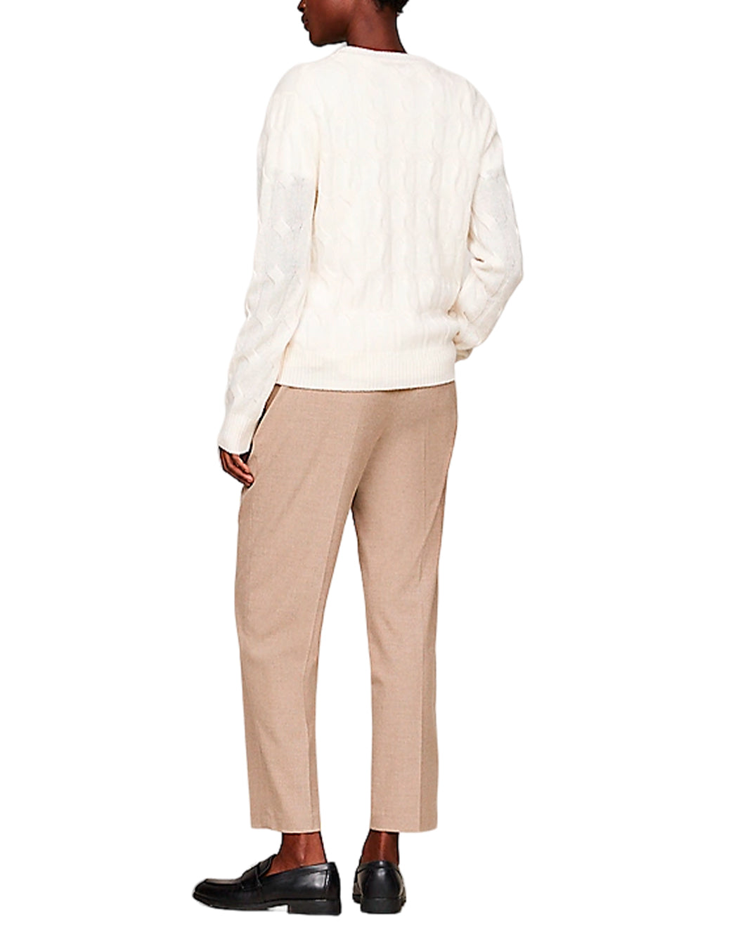 Tommy Hilfiger MAGLIONE GIROCOLLO CON LOGO RICAMATO Bianco