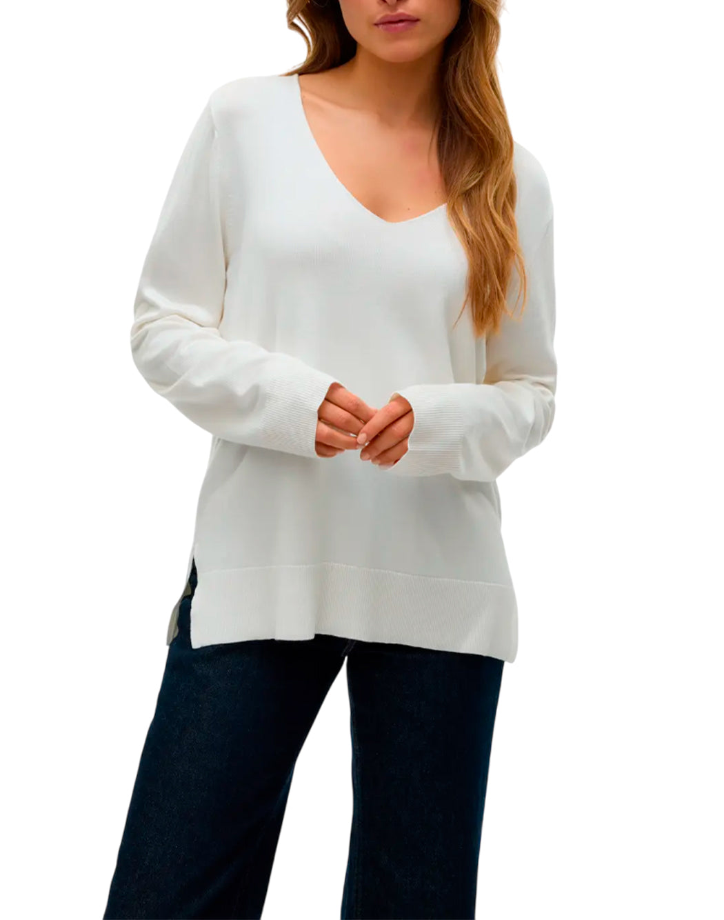 "Vero Moda "VMSILJE LS" PULLOVER CON SCOLLO A V Neutro"