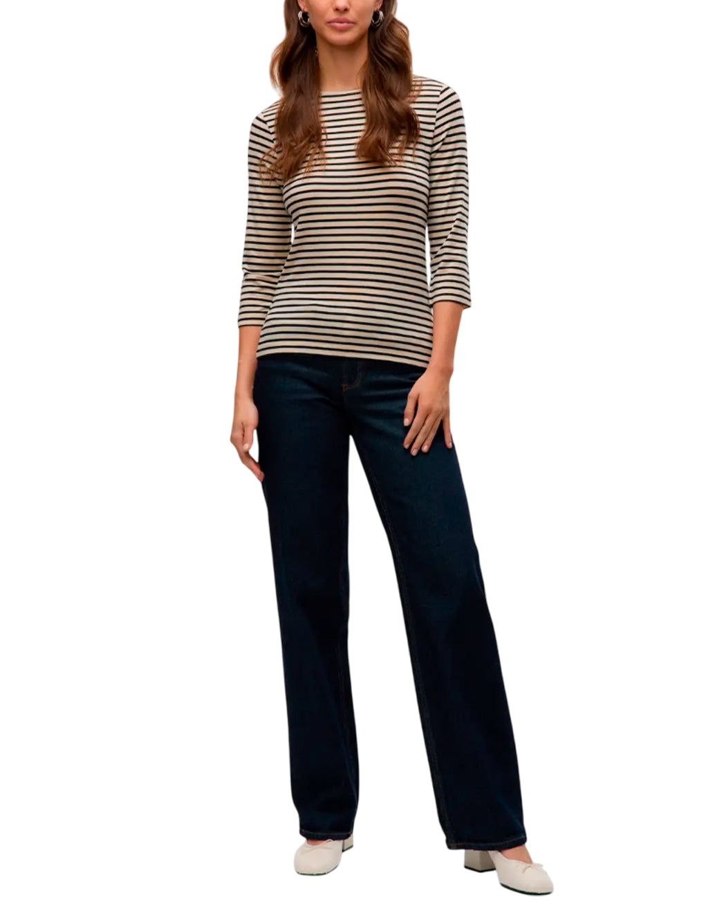 "Vero Moda "AWFIONA 3/4" TOP CON SCOLLO A BARCA Neutro"