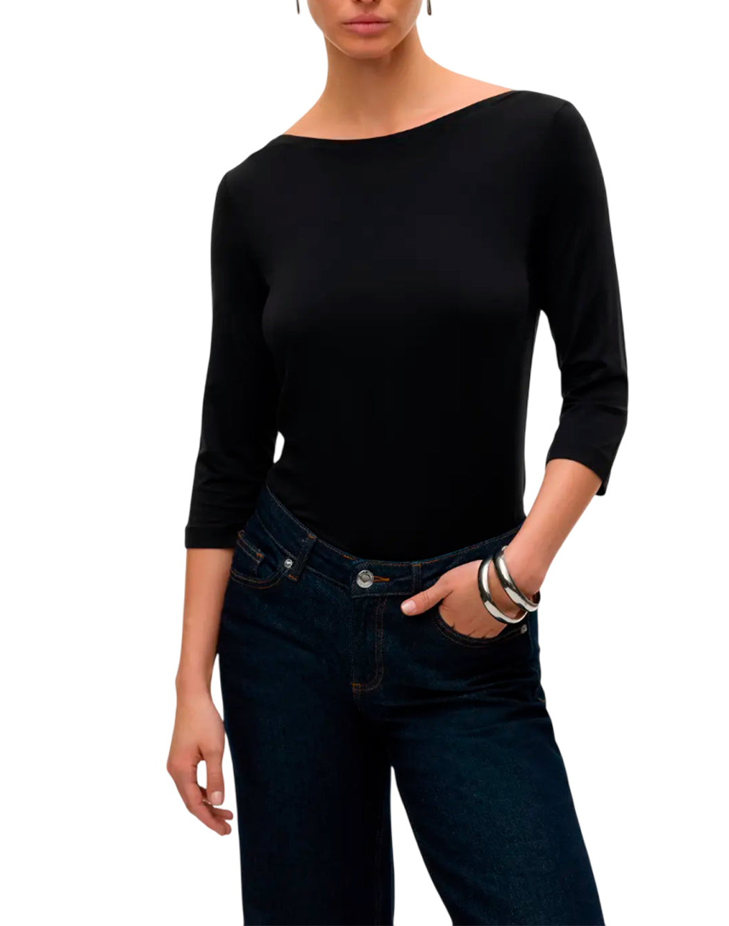 "Vero Moda "AWFIONA 3/4" TOP CON SCOLLO A BARCA Nero"