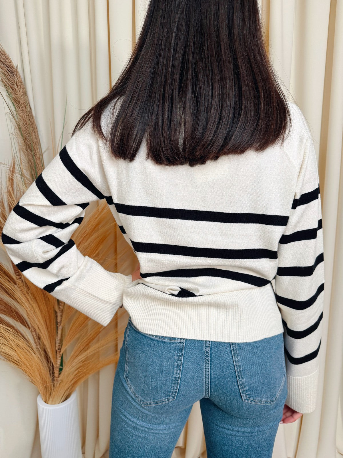 Pieces PULLOVER A RIGHE Bianco