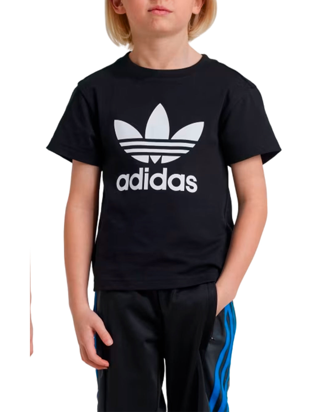 Adidas T-SHIRT CON MAXI LOGO TREFOIL Nero